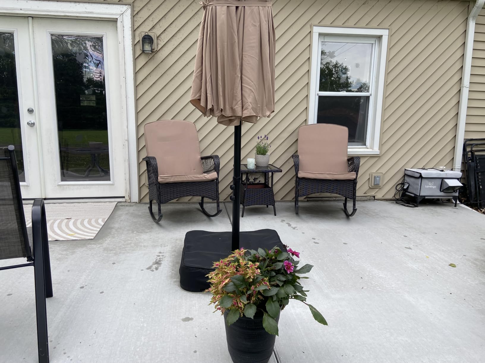 LEVELEVE 3 pcs Rocking Bistro Set Conversation Chairs PE Wicker Outdoor Rocking Chairs & Glass Table,for Porch Lawn Garden Backyard Deck(Rocking Set,Khaki) customer photo 1
