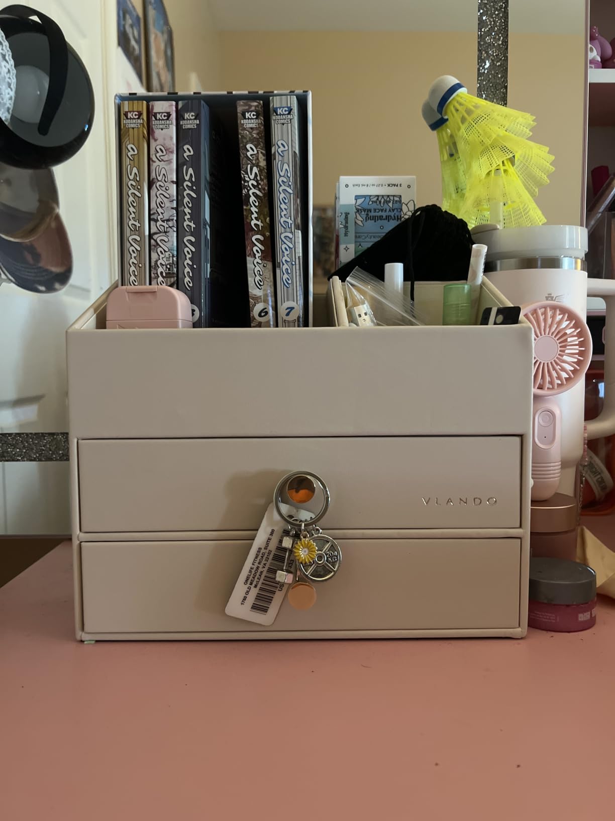 VLANDO 3-Layer Makeup Organizer with 2 Large Drawers for Vanity,Beige customer photo 2