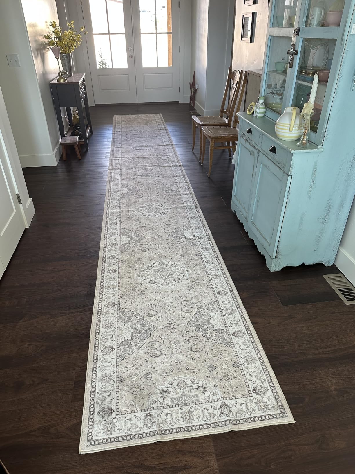 Washable Large 9x12 Area Rug - Living Room Oriental Non Slip Soft Rugs Indoor Low Pile Stain Resistant Carpet for Bedroom Dining Room Farmhouse Distressed Thin Home Decor Floor Mat (9x12 Beige) customer photo 1