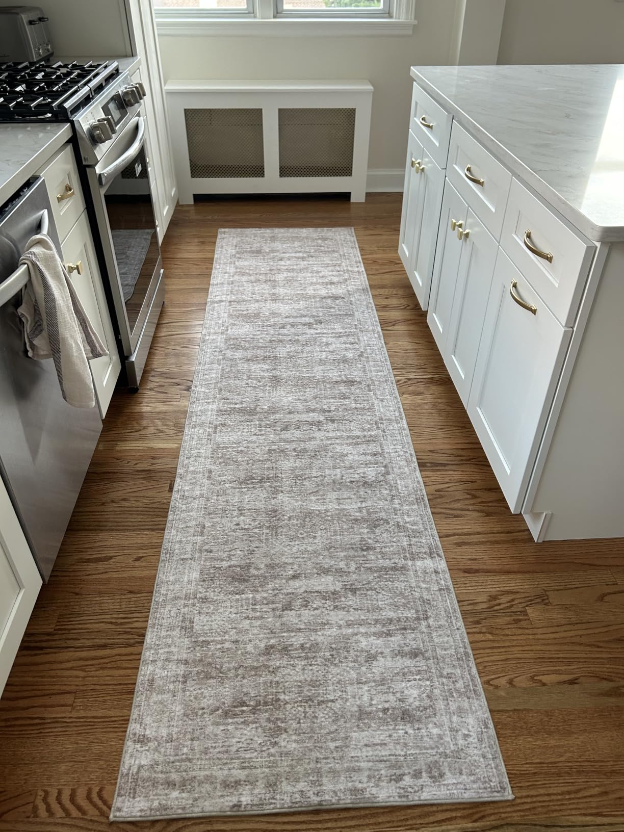 2x8 Runner Rug Non Slip, Washable Hallway Runner Rug, Beige | Neutral Rugs for Kitchen, Entryway, Bedroom, Bathroom, Nursery Room, Thin, Soft Runner Rug, Stain Resistant Indoor Carpet customer photo 2