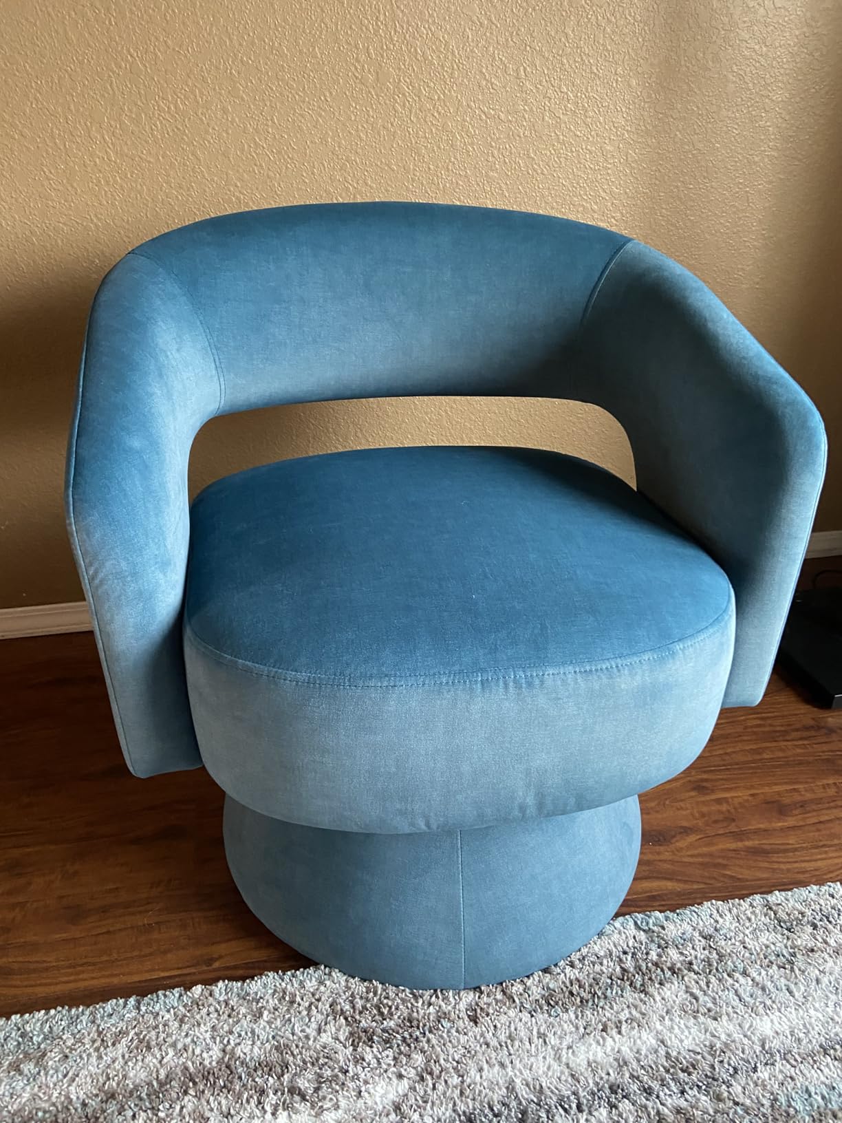 Lexicon Swivel Accent Chair, Modern Velvet Round Barrel Chair, Taupe | Swivel Chair with Open Back, Plush Foam Cushions, Metal Swivel Base for Living Room/Bedroom/Office/Small Spaces customer photo 1