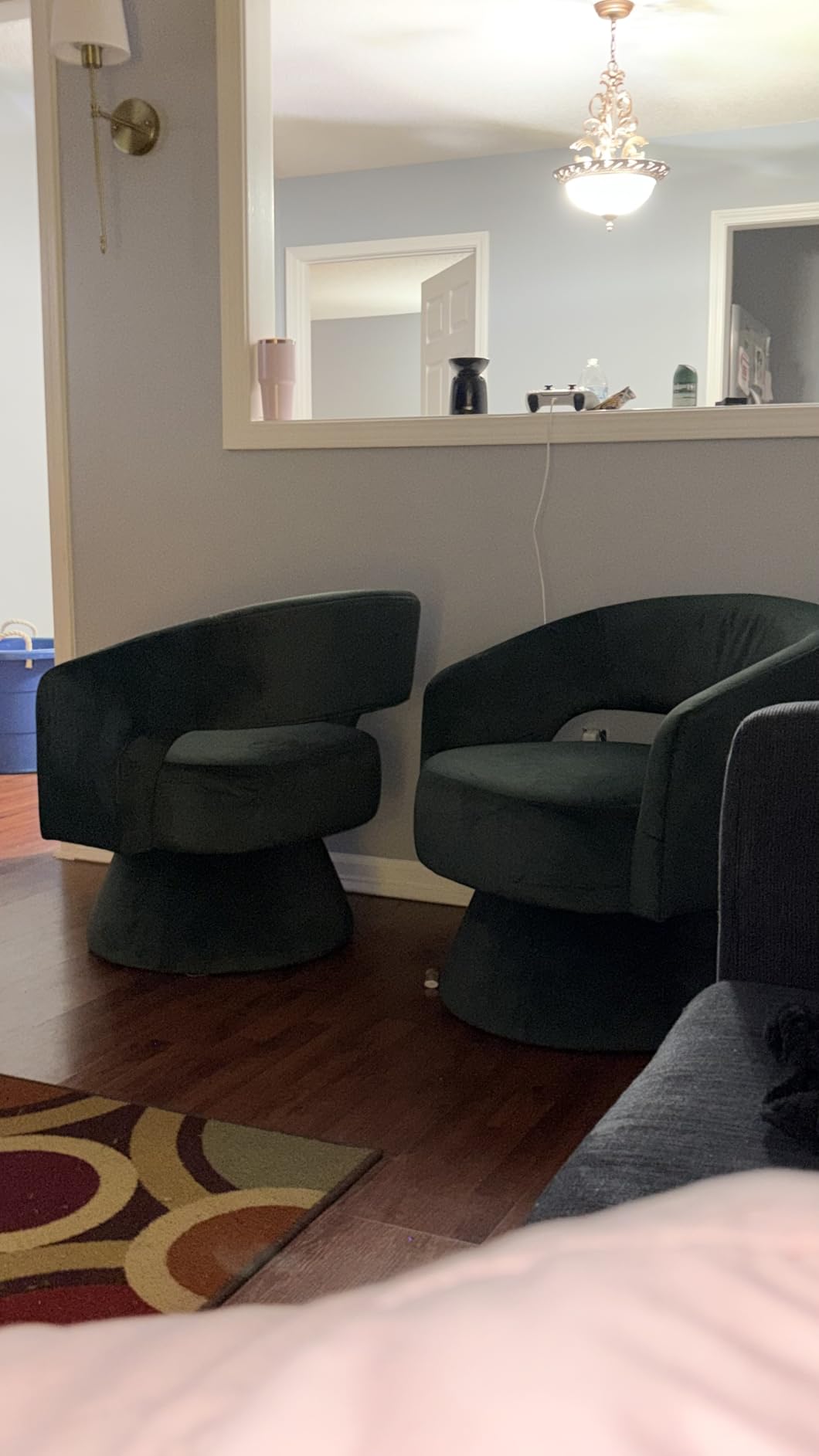Lexicon Swivel Accent Chair, Modern Velvet Round Barrel Chair, Taupe | Swivel Chair with Open Back, Plush Foam Cushions, Metal Swivel Base for Living Room/Bedroom/Office/Small Spaces customer photo 2