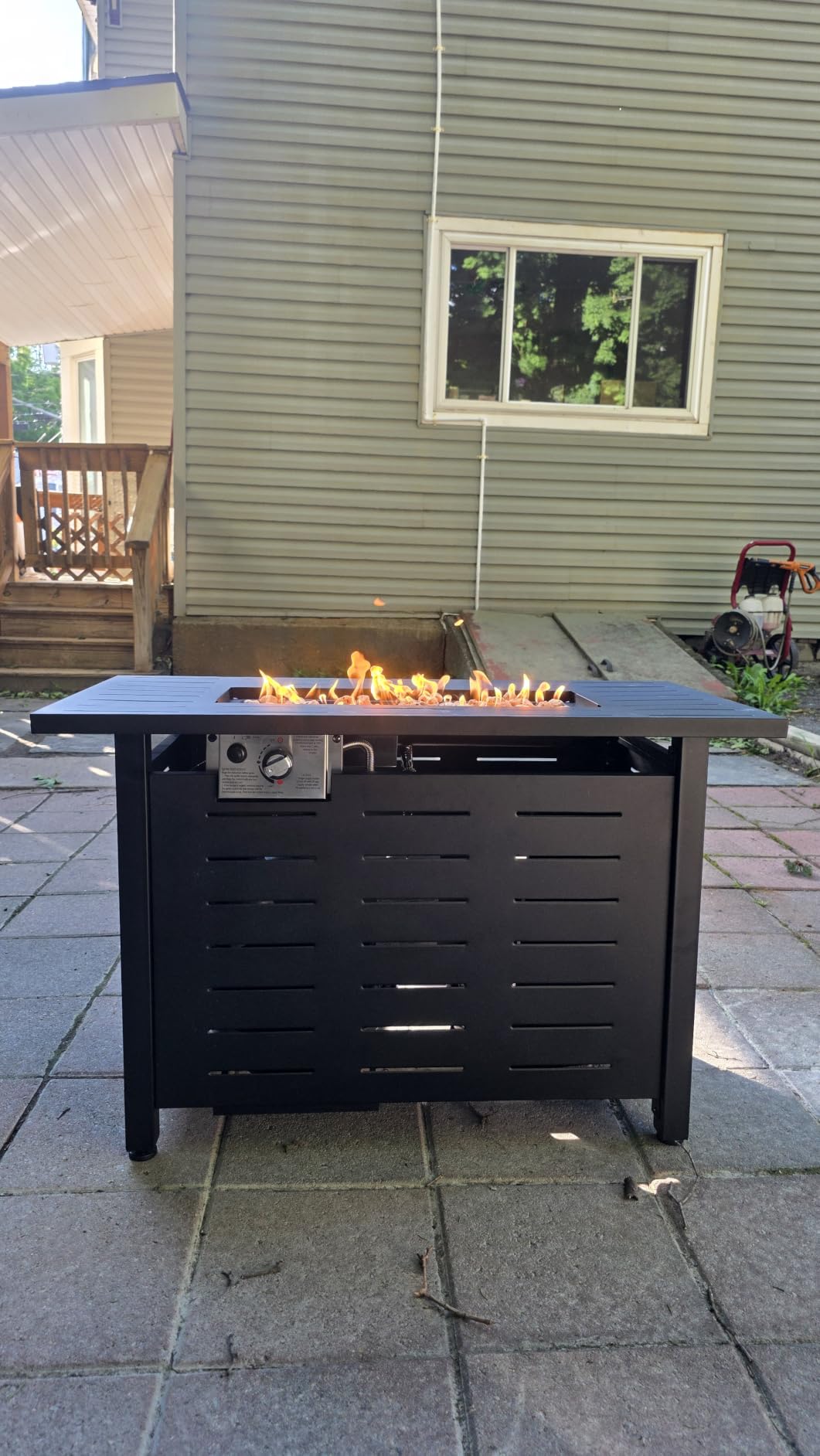 Aoxun 41 Inch Propane Fire Pit–50,000 BTU Gas Fire Pit Table with Removable Lid & Lava Rocks, Rectangle Firepit Table for Outside, Patio, Deck, Backyard, Black customer photo 1