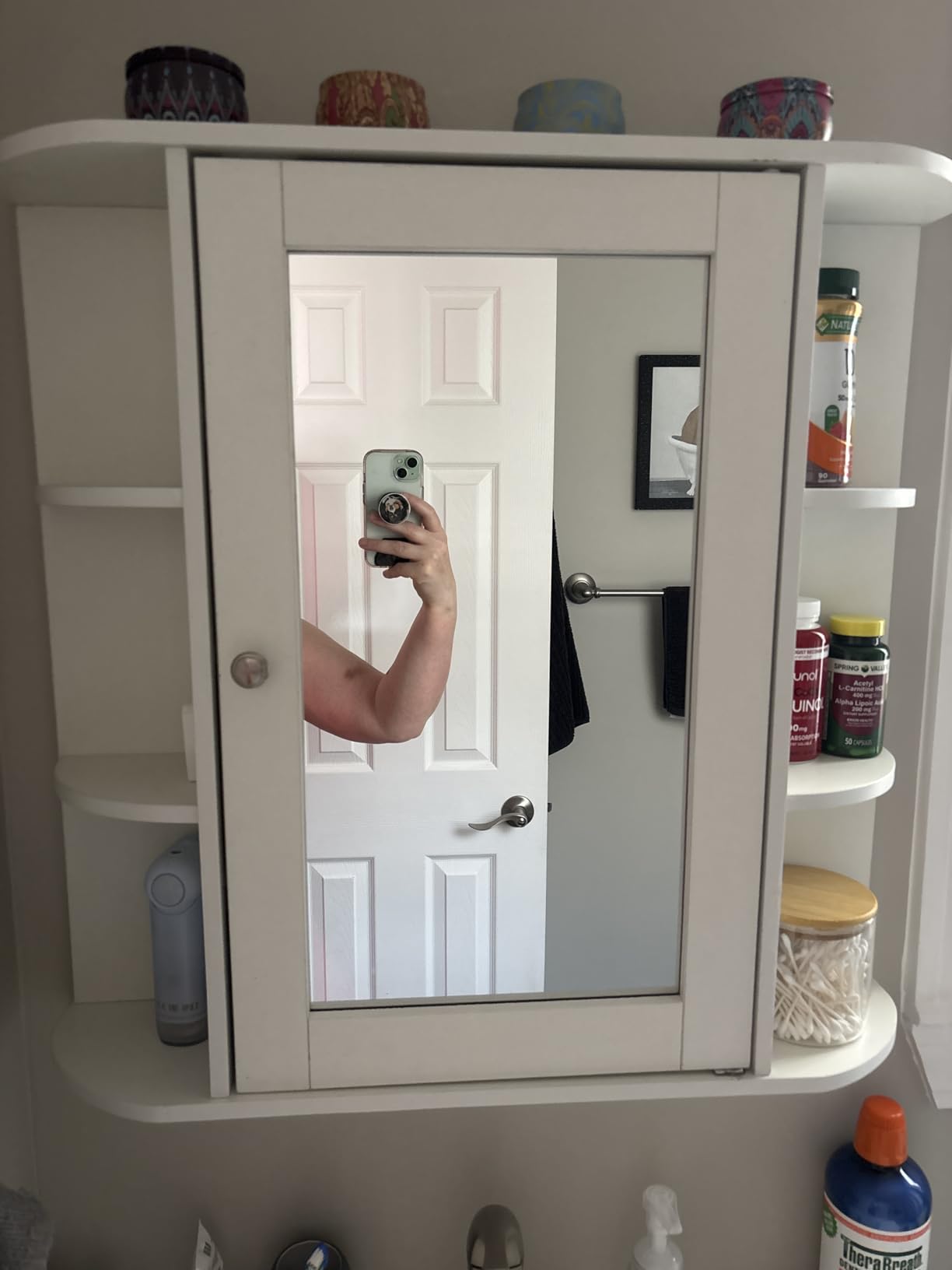 Bathroom Medicine Cabinet, Bathroom Mirror Cabinet Wall Mounted with 6 Side Open Shelves, White Wall Cabinet with Mirror customer photo 1