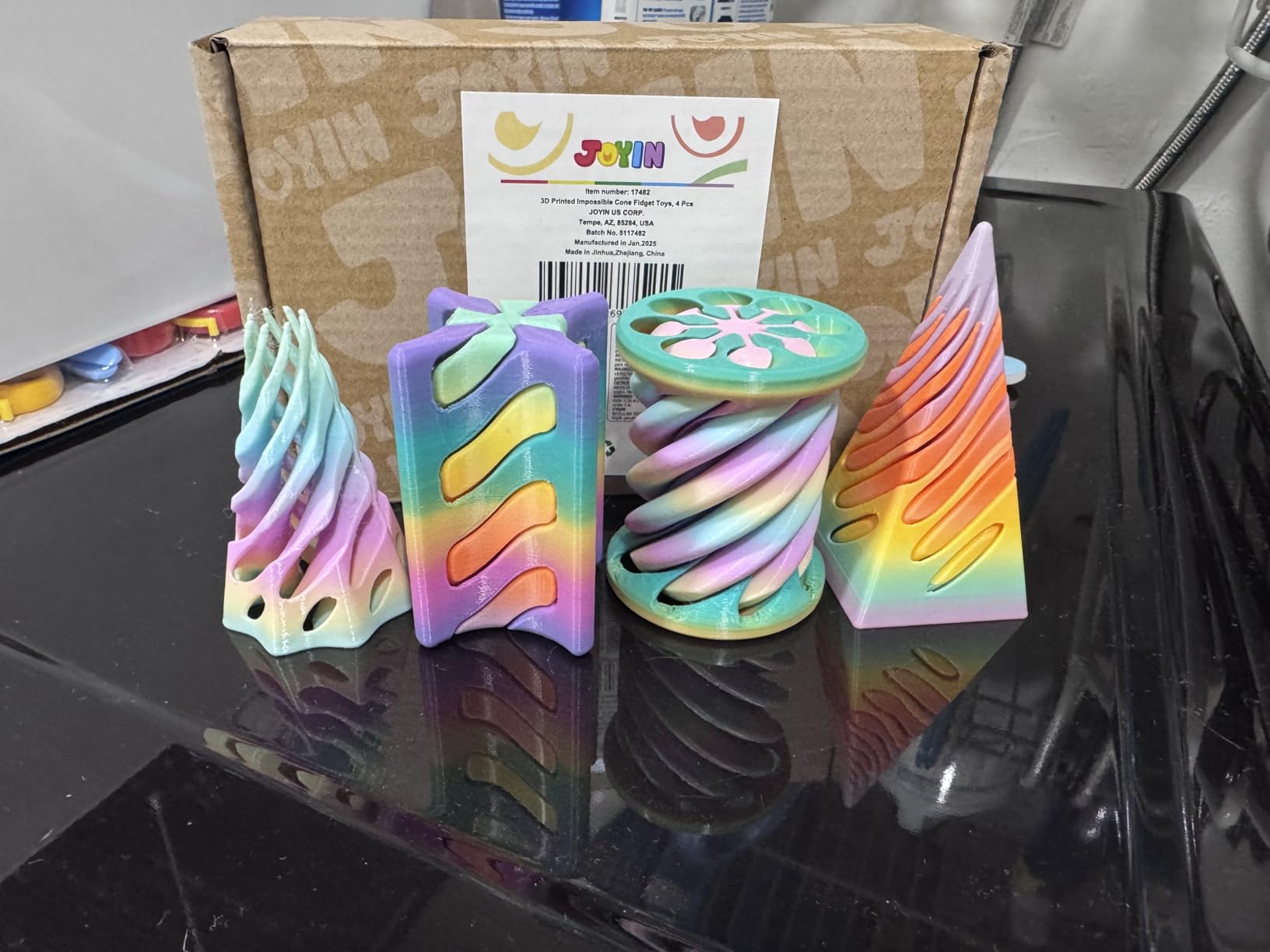 JOYIN 4 Pack Impossible Cone Fidget Toys, Pastel Color 3D Printed Spiral Cone, Kids Travel Toys for Anxiety Stress Relief, Birthday Gifts, Classroom Prizes, Party Favors for Kids & Adults customer photo 2