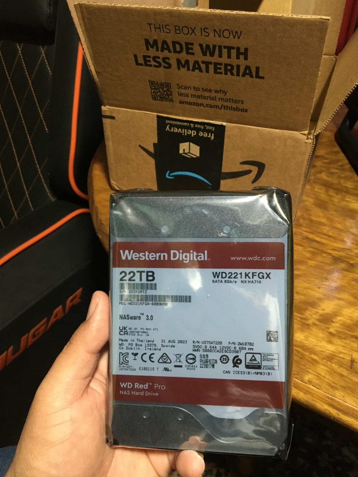 Western Digital 20TB WD Red Pro NAS Internal Hard Drive HDD - 7200 RPM, SATA 6 Gb/s, CMR, 512 MB Cache, 3.5