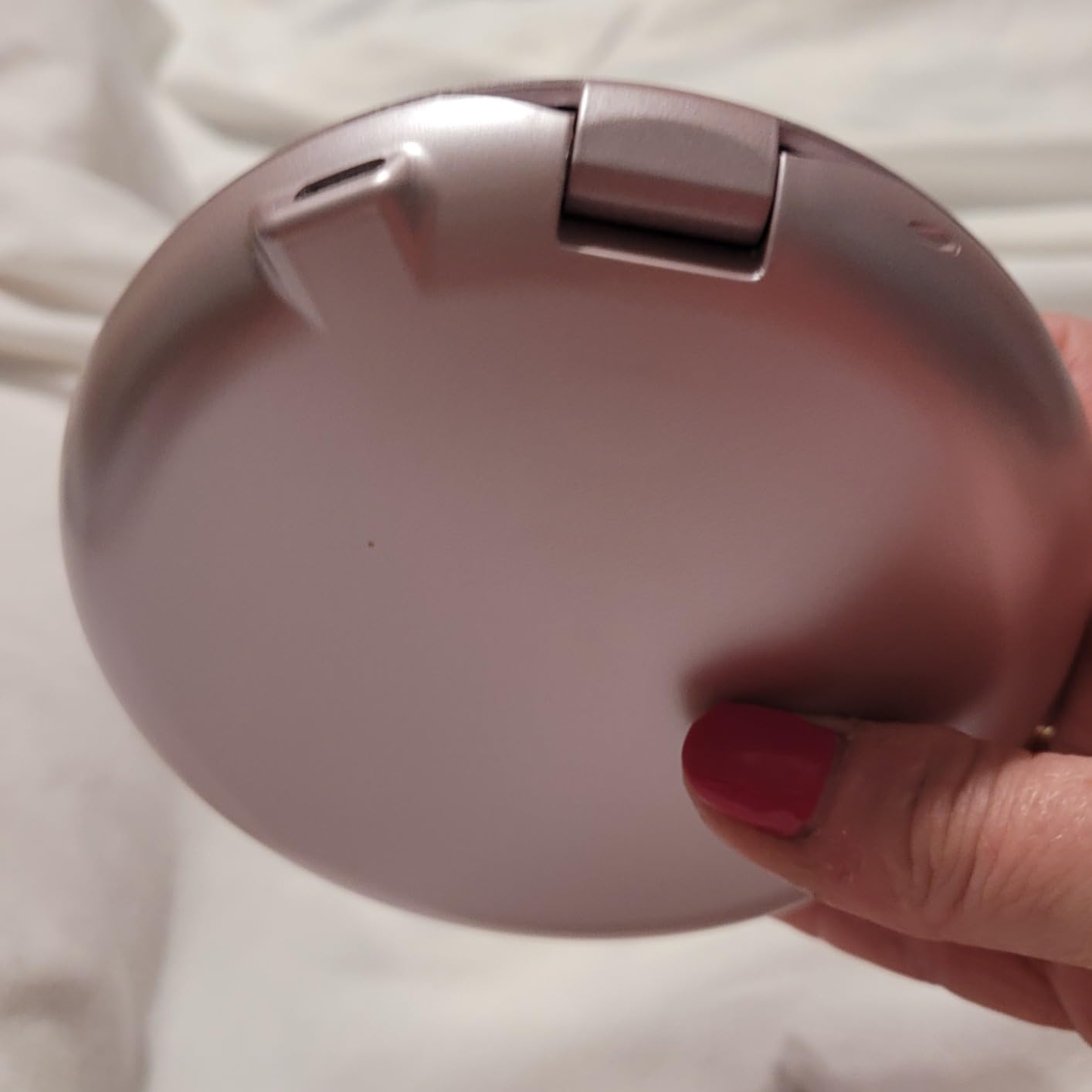 Fancii Taylor LED Lighted Travel Makeup Mirror, Rechargeable, 10x /1x Magnifying, Tru-Glow Lighting System, XL Large 5” Wide | Compact Mirror for Purses (Marble Rose) customer photo 2
