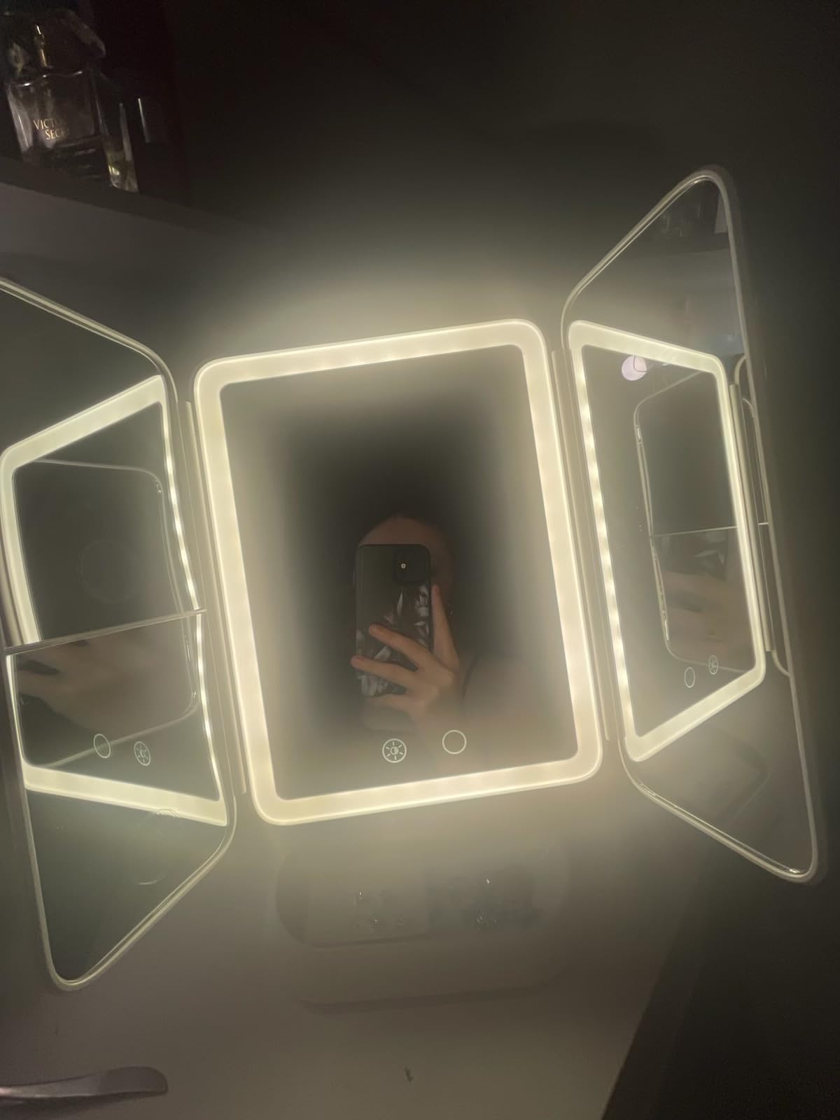 FRANO Trifold Makeup Mirror with Light, 3X/5X Magnifying Vanity Mirror, customer photo 1