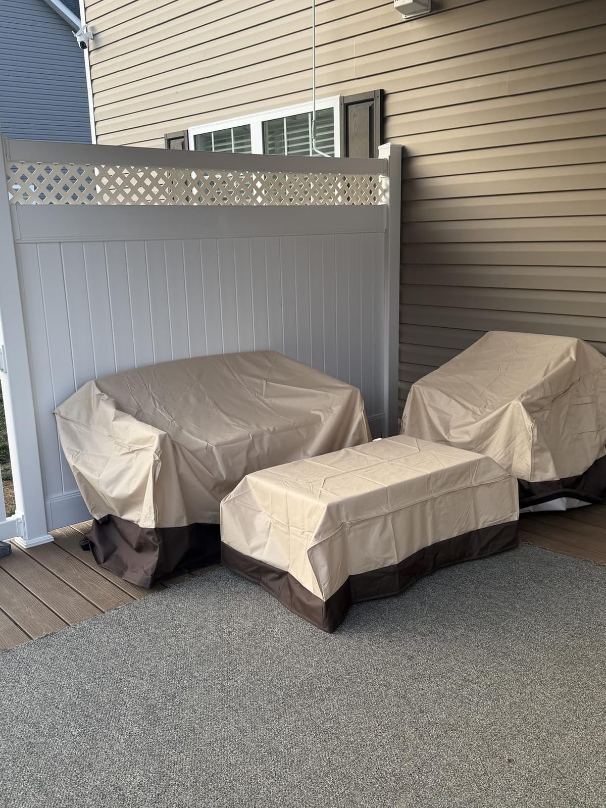 loriano Patio Furniture Cover Set Waterproof 4 Piece Beige Large customer photo 2