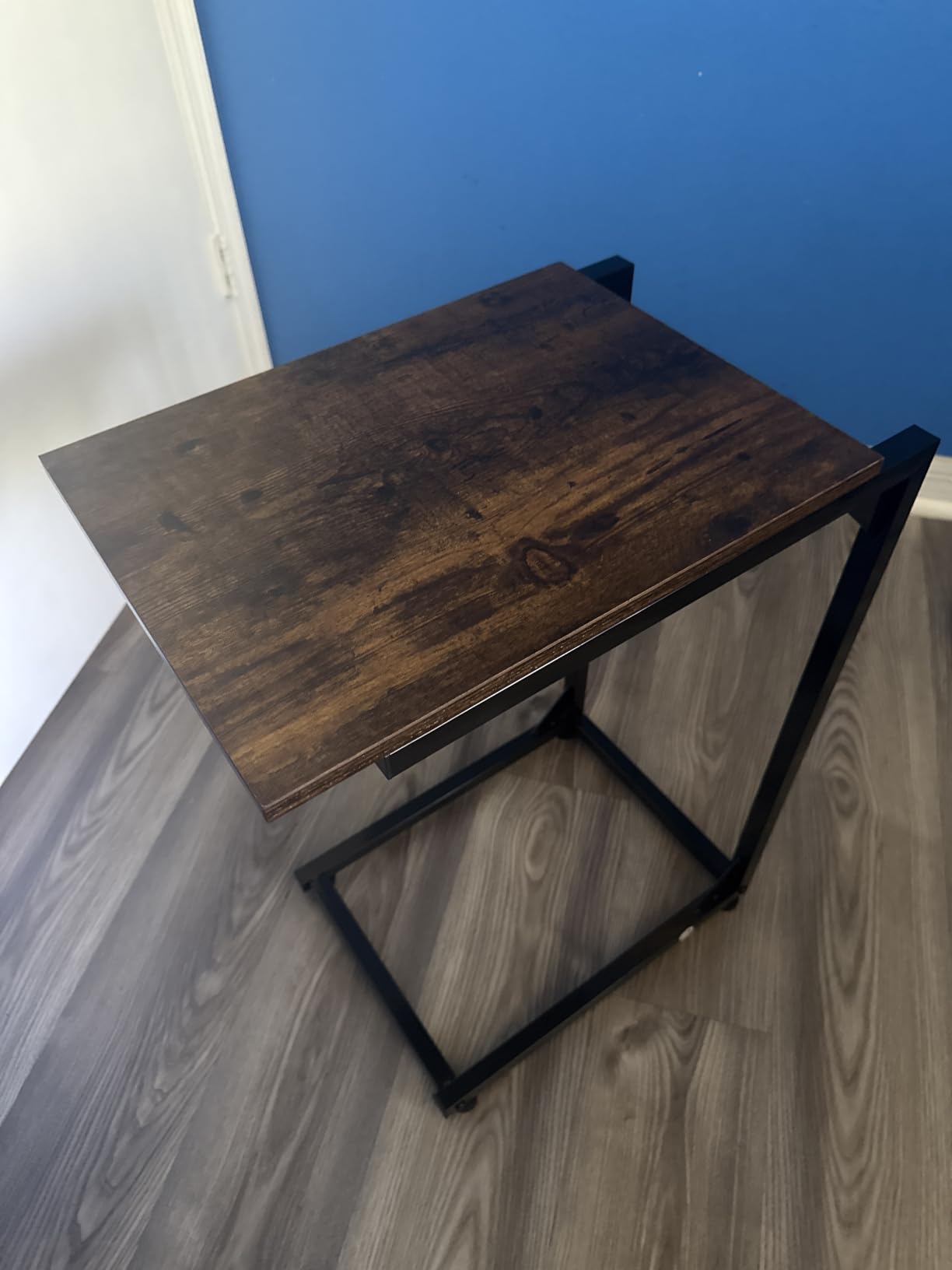 Simple Trending C Shaped End Table, TV Tray for Couch, Small Side Table with Metal Frame, for Living Room Bedroom, Rustic Brown customer photo 2