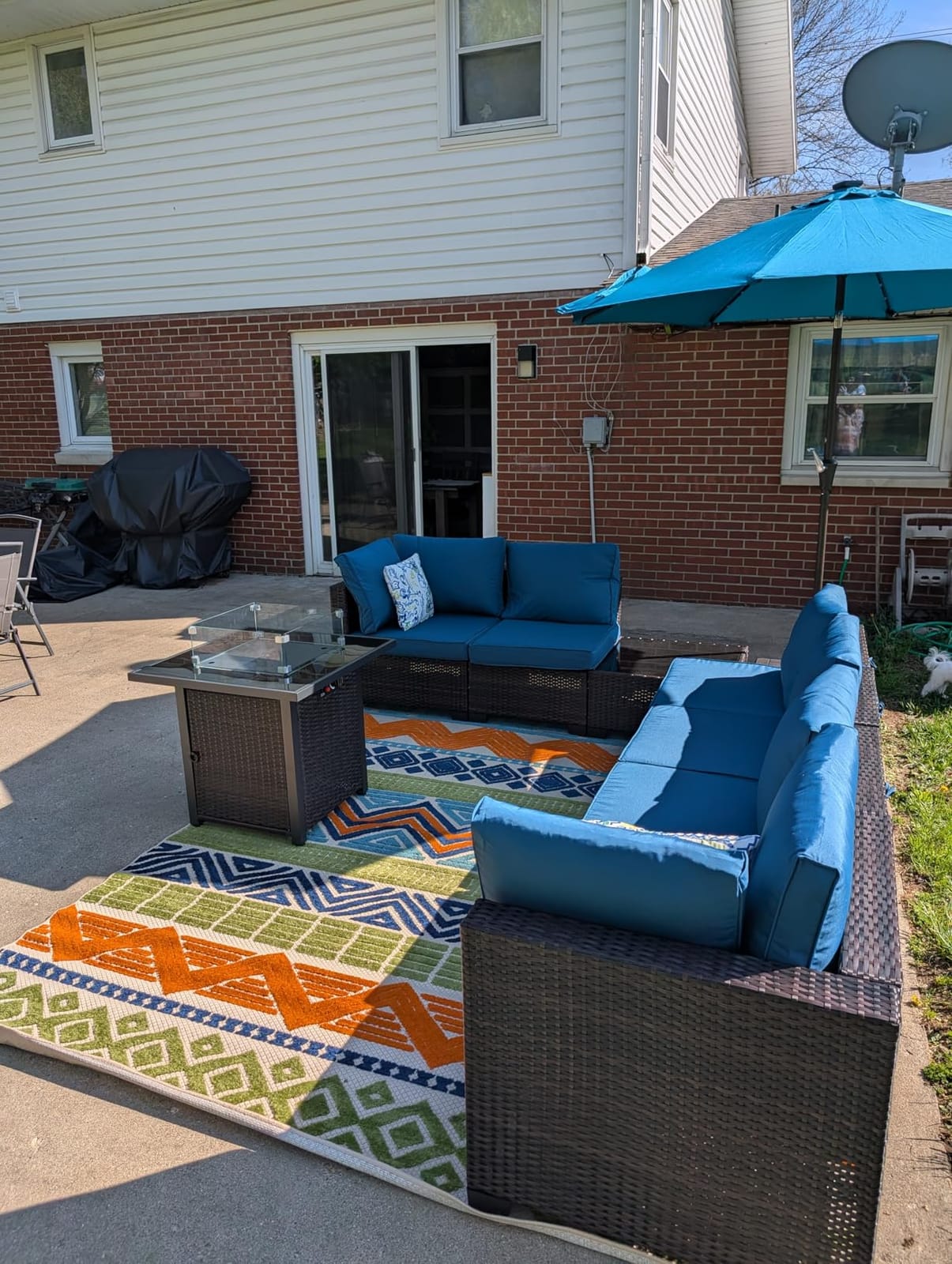 Small L-Shaped Patio Furniture Set - Weather Resistant Wicker Sectional Chaise Sofa with Thick Cushions & Tempered Glass Coffee Table for Small Spaces, Balcony, Apartment customer photo 1