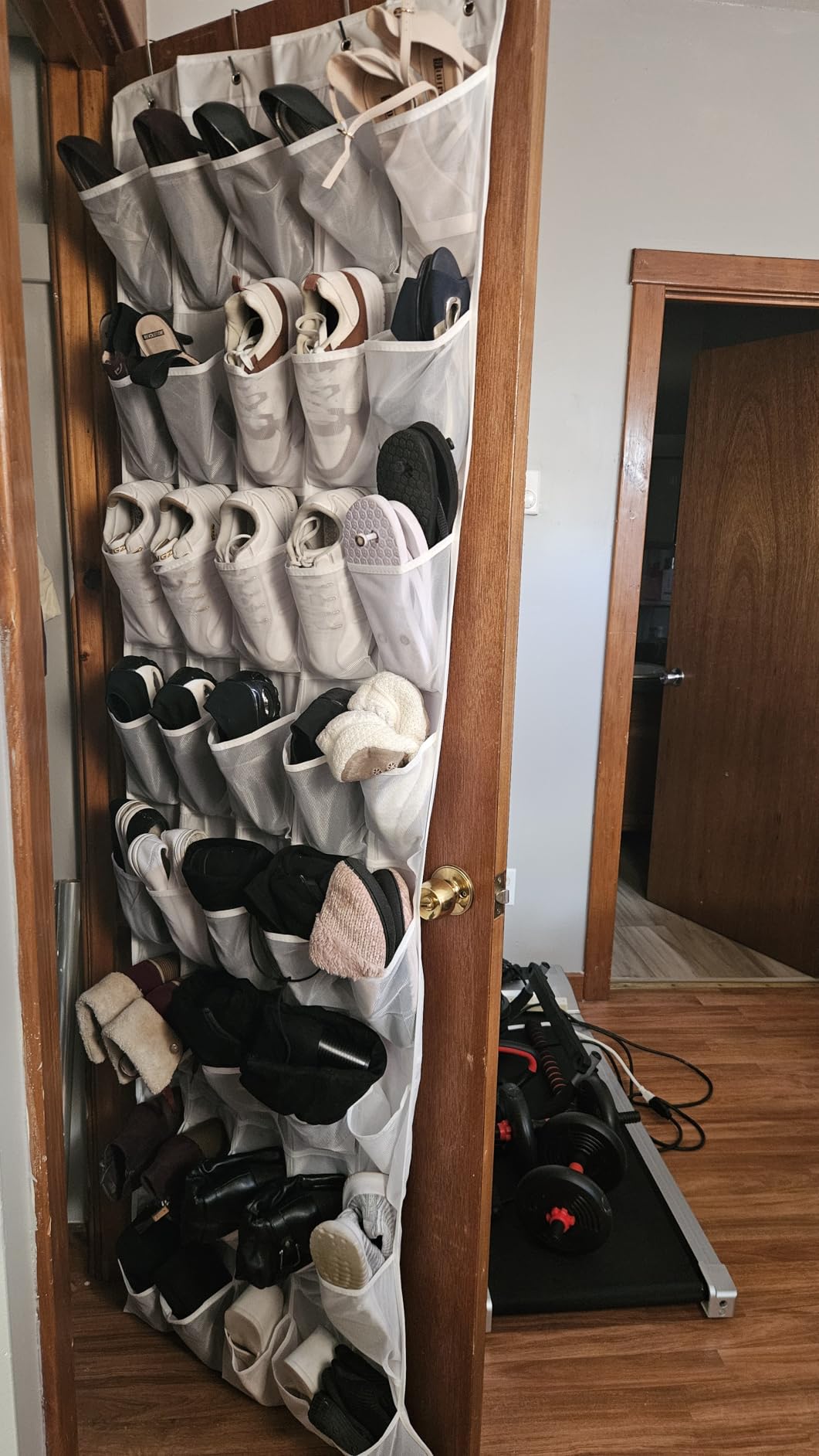 Over the Door Shoe Organizer with 40 Large Breathable Mesh Pockets, Space Saving Shoe Holder, Hanging Shoe Rack for Entryway Bedroom Closet Storage (White, 40 Pockets) customer photo 1