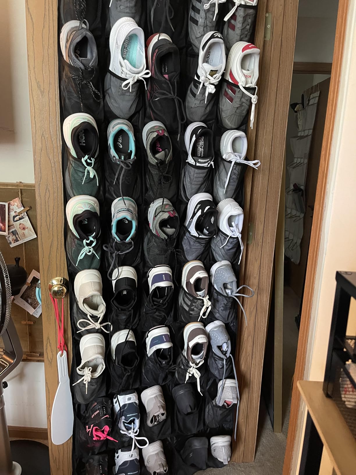 Over the Door Shoe Organizer with 40 Large Breathable Mesh Pockets, Space Saving Shoe Holder, Hanging Shoe Rack for Entryway Bedroom Closet Storage (White, 40 Pockets) customer photo 2