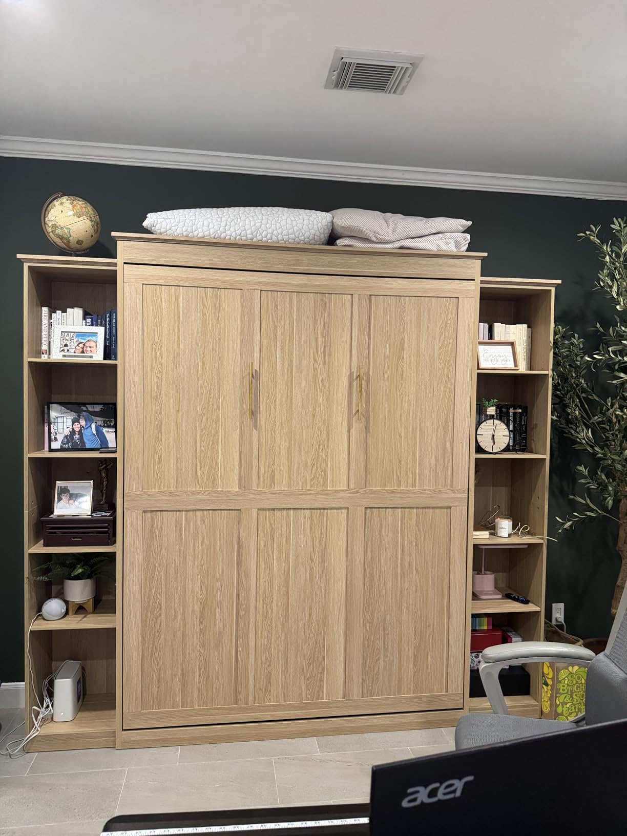 Rophefx Queen Murphy Bed Cabinet with 5-Tier Shelves, Wood Wall Bed customer photo 1