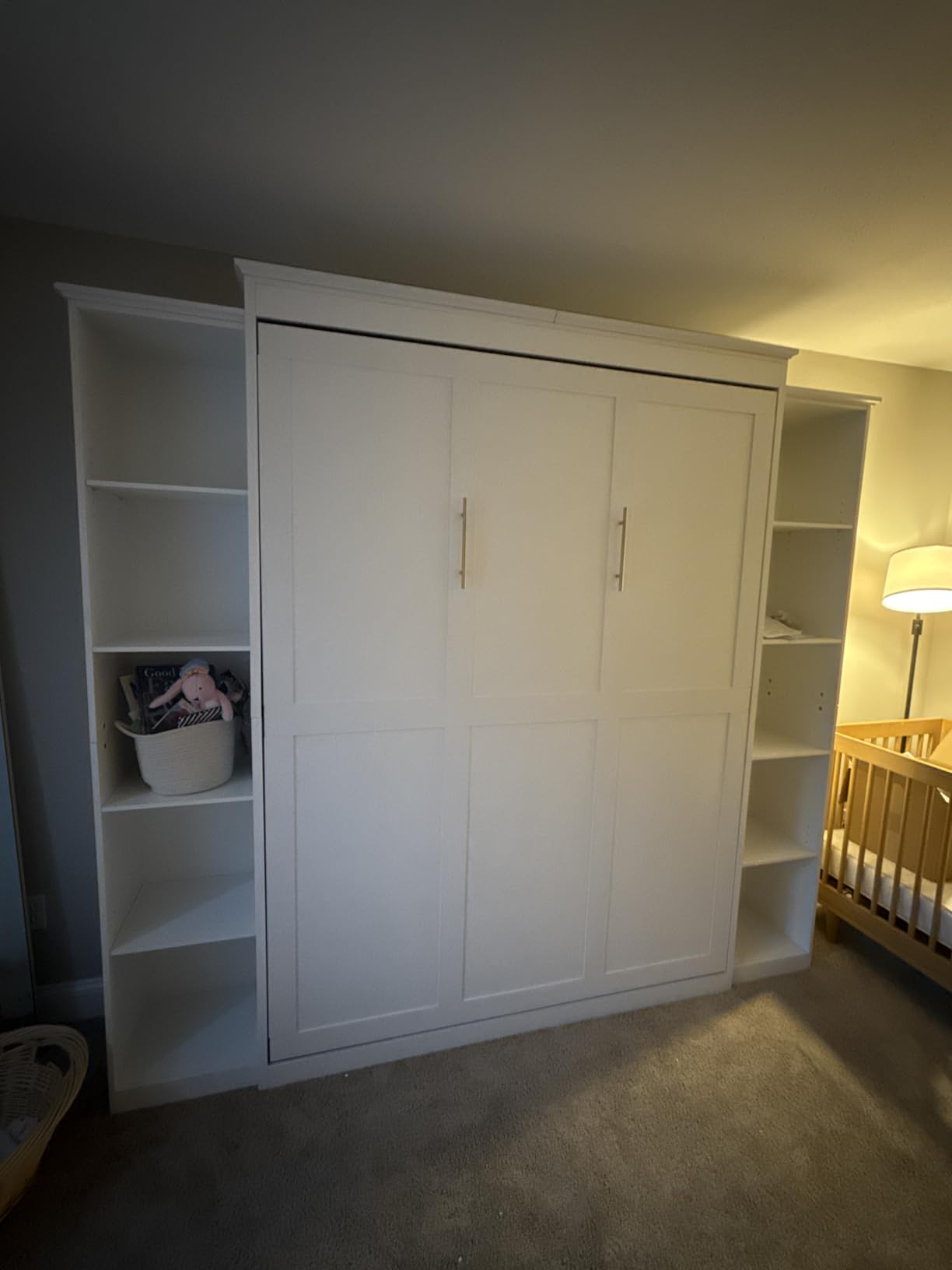 Rophefx Queen Murphy Bed Cabinet with 5-Tier Shelves, Wood Wall Bed customer photo 2