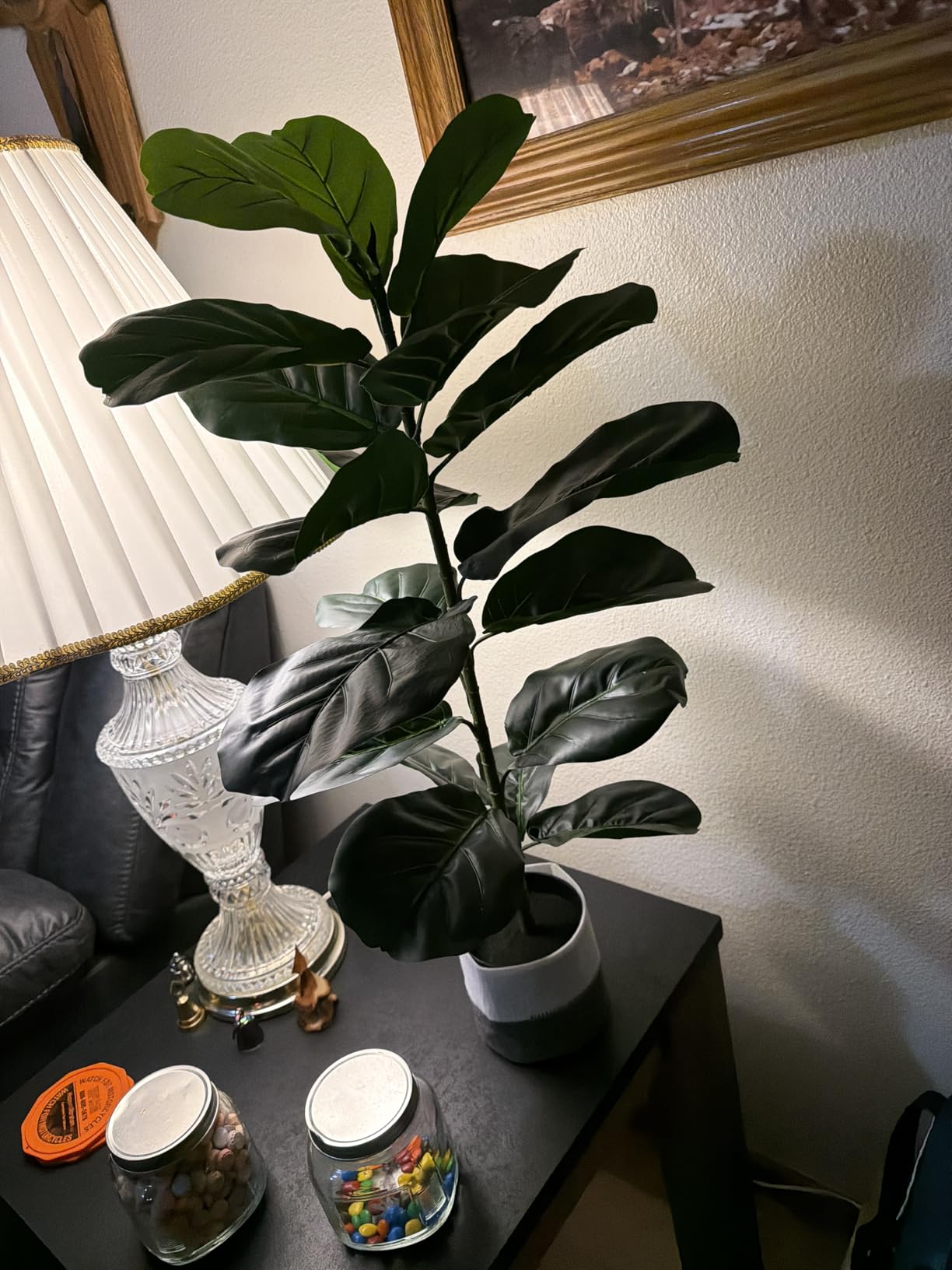 Suntee 2 Pack Faux Fiddle Leaf Fig Trees with Cotton Rope Basket, 30 Inches customer photo 2