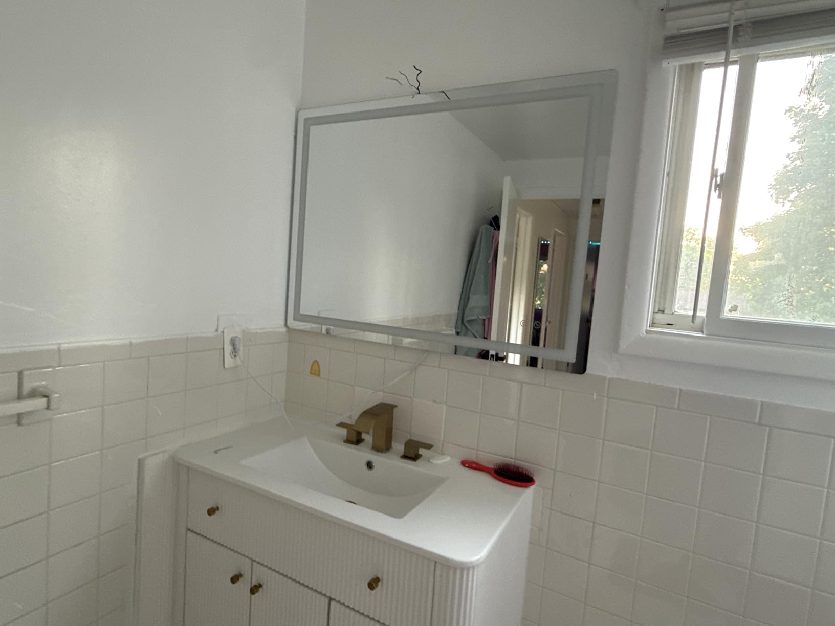 Delma 30x50 LED Bathroom Vanity Mirror with Lights, Anti-Fog, Dimmable | Front & Backlit with 3 Color Modes and Memory, 5mm Shatterproof Glass, Plug-in or Hardwired, Horizontal or Vertical customer photo 2