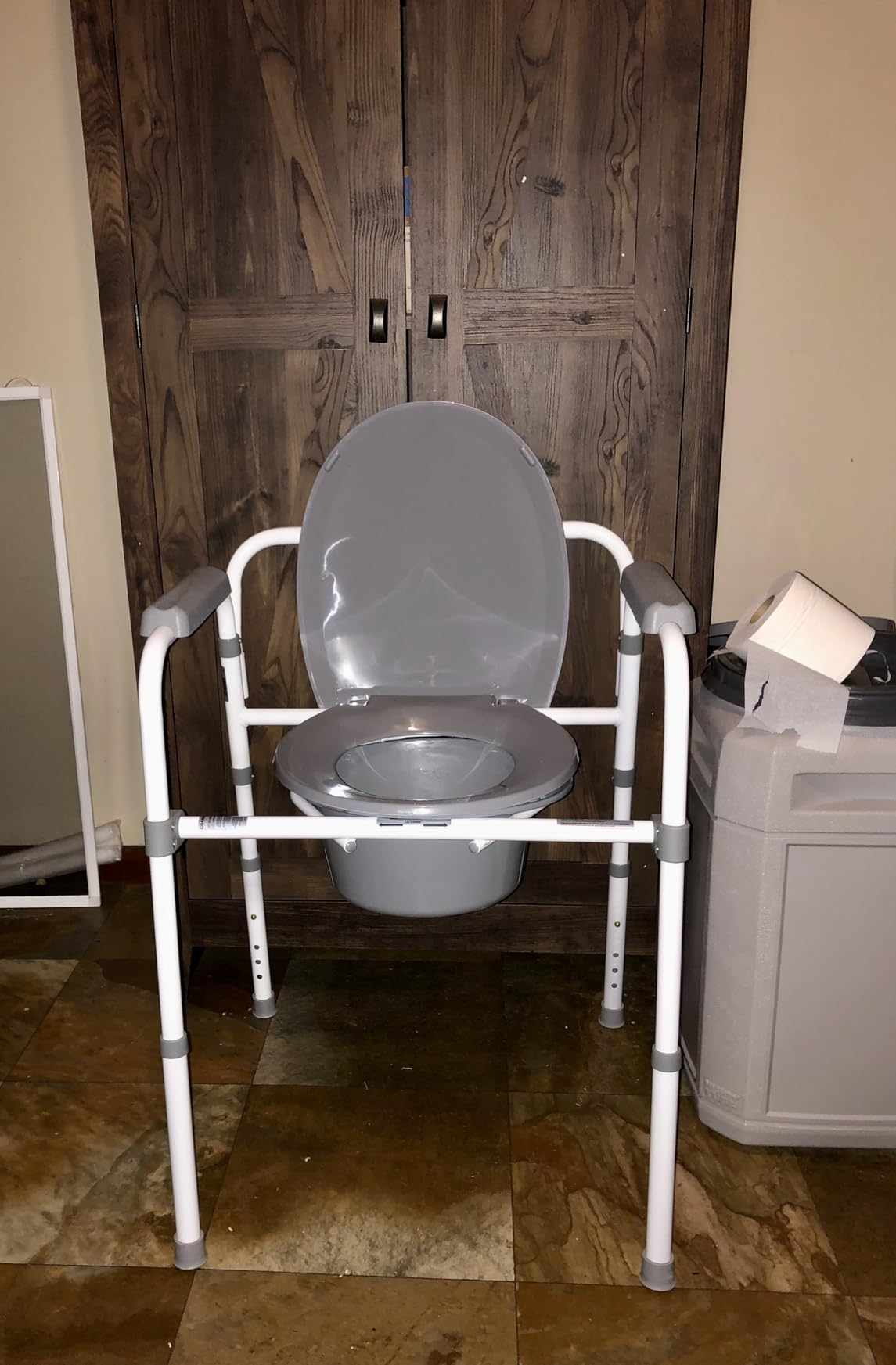Dr. Dunley 3-in-1 Bedside Commode Chair with Elongated Seat – Steel Folding Frame, 7.5 QT Bucket, 350 lb Weight Capacity, Clip-On Toilet Seat, Bathroom Safety Aid for Seniors, Tool-Free Assembly customer photo 2