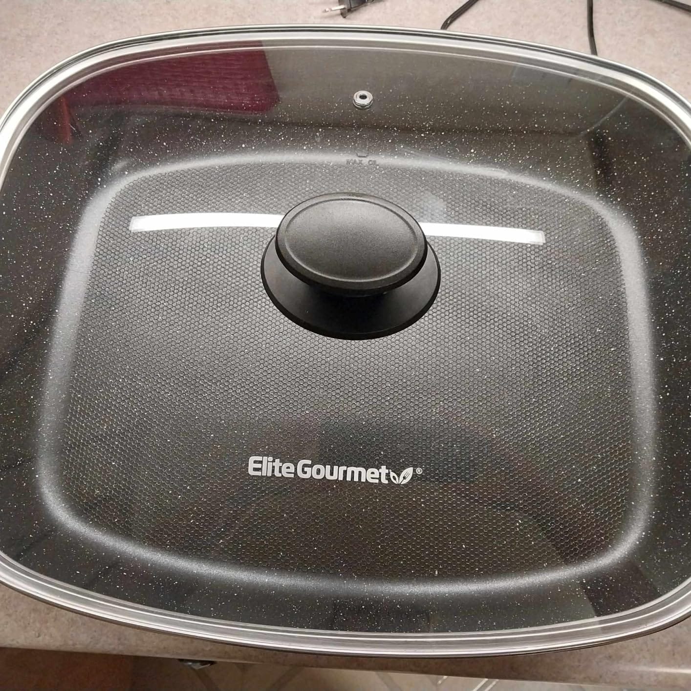 Elite Gourmet Ceralast Ceramic Electric Skillet, 12.5Qt, Black/Gray | Xtra-Deep 4