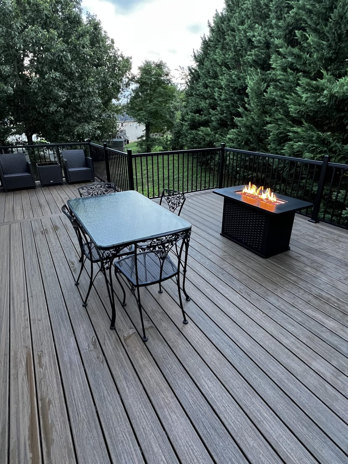 Ciays 43-Inch Rectangular Propane Fire Pit – 60,000 BTU Output, Premium Gas Fire Pit Table for Outside Patio, 304 Stainless Steel H-Burner, Glass Stones & Wind Guard, Black Finish customer photo 1