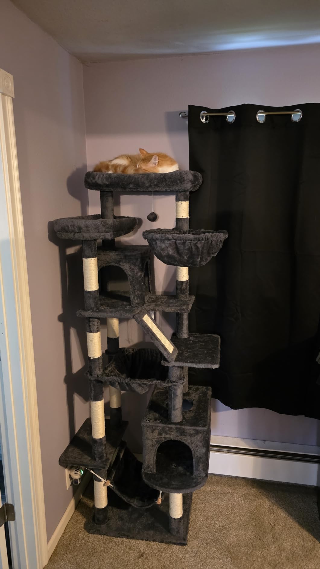 Heybly Tall Cat Tree for Large Cat, 75.2-inch Multi-Level Cat Tower HCT038G customer photo 2