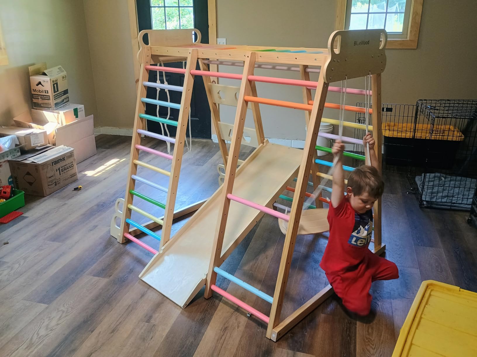 BlueWood Upgraded Indoor Jungle Gym 9-in-1 Playground Kids Climbing Toys customer photo 2