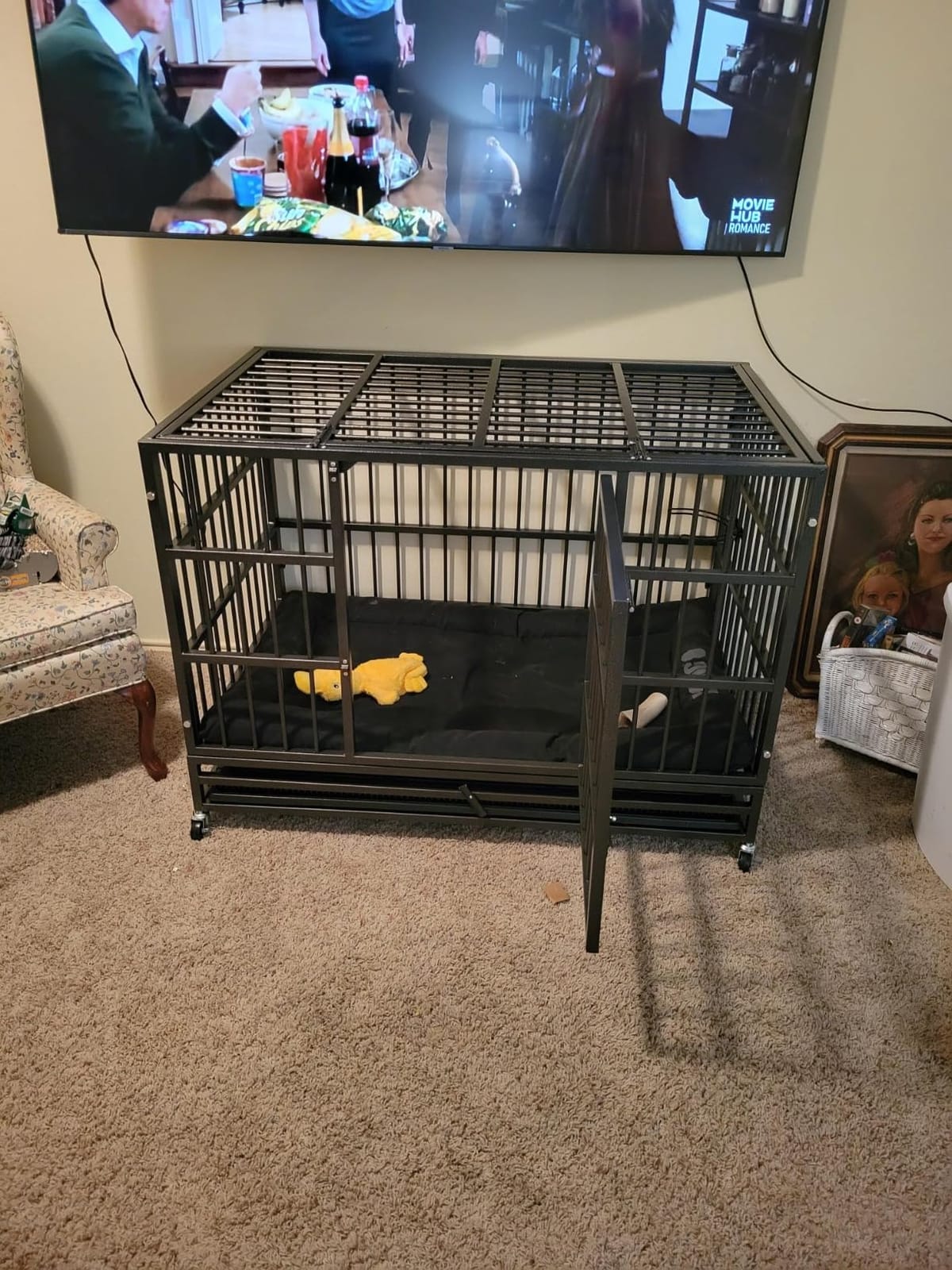 LEMBERI 48 inch Heavy Duty Indestructible Dog Crate, High Anxiety Extra Large Dog Cage for Large Dogs, XL Steel Escape Proof Dog Kennel with Wheels and Removable Tray (Black, 47.2 * 30.7 * 34.6 inch) customer photo 1