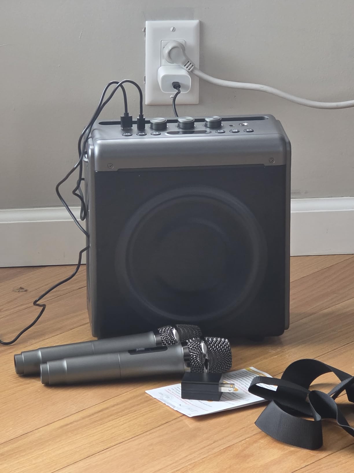 Karaoke Machine, 2 Wireless Rechargeable Microphones, 200W Speaker | Bluetooth 5.3, 20H playtime, LED lights, Portable, tablet holder and TWS for family karaoke, home parties and outdoor events customer photo 1