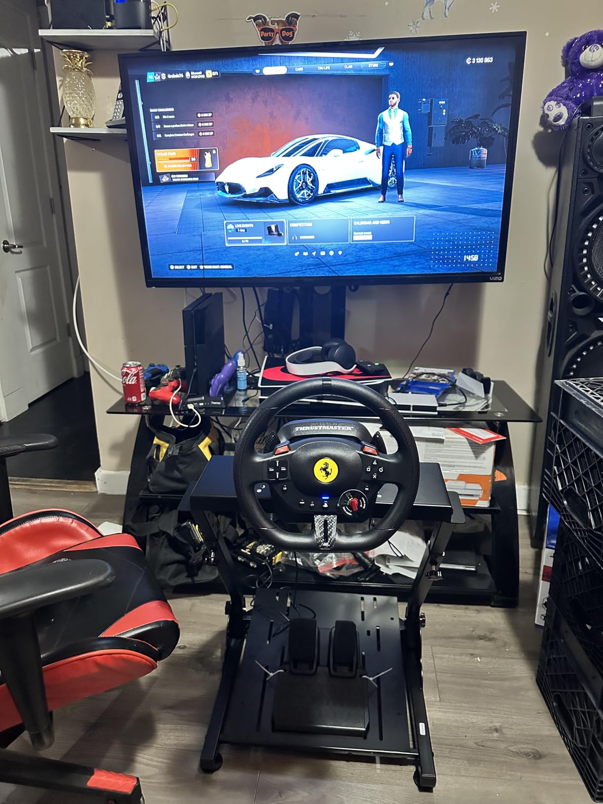 VEVOR Racing Wheel Stand, Adjustable & Foldable Simulator Stand for Logitech G29 G27 G920 G923, Thrustmaster T300RS T300GT T248 TS-PC TSXW Gaming Cockpit,Pedals Simulator NOT Included | Fit for Logitech G29 G27 G920 G923, Thrustmaster T300RS T300GT T248 TS-PC TSXW Gaming Cockpit, Pedals Simulator NOT Included customer photo 2