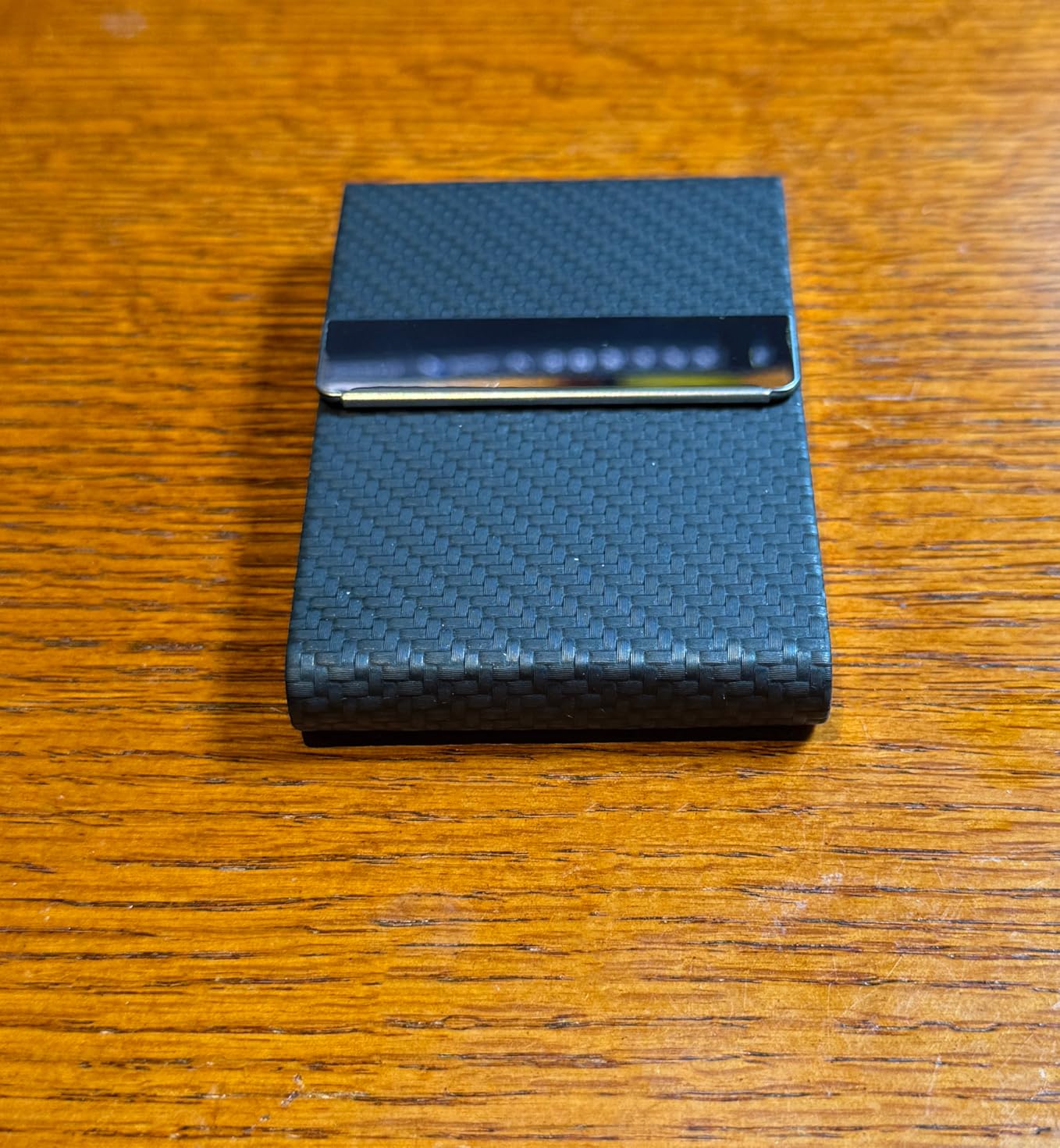 Black Carbon Business Card Holder with Magnetic Closure, Slim Metal PU Business Card Case for Men Women, 3.7 x 2.3 inches RFID Blocking Credit Cards Holder for Pocket or Bag Storage customer photo 1