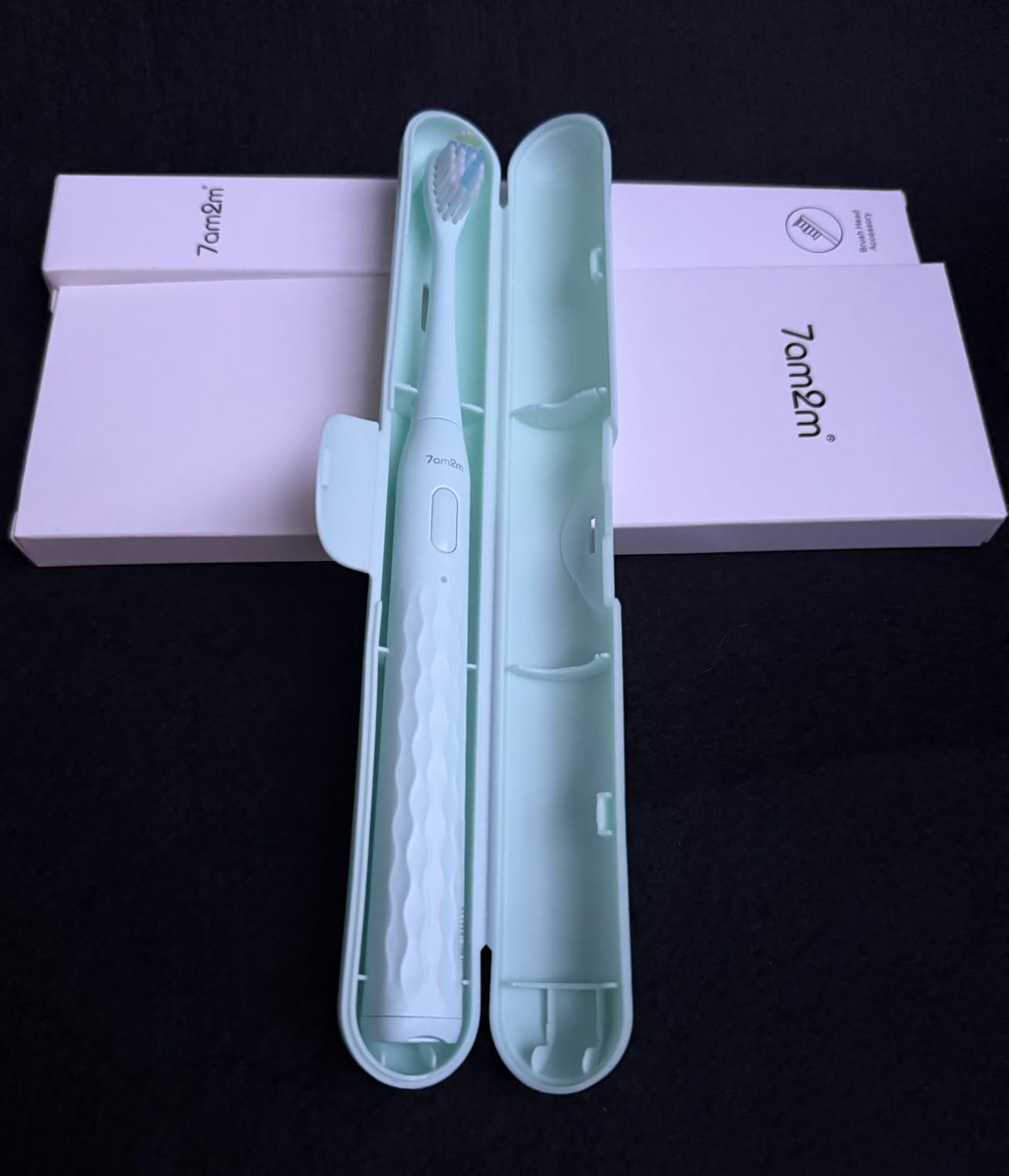 7AM2M Sonic Travel Electric Toothbrush for Adults&Kids, Travel Case&2 Brush Heads, 1 Charge for 90 Days, Type-C Rechargeable Sonic Toothbrush, Compact Design for Daily/Travel Use-Black customer photo 1