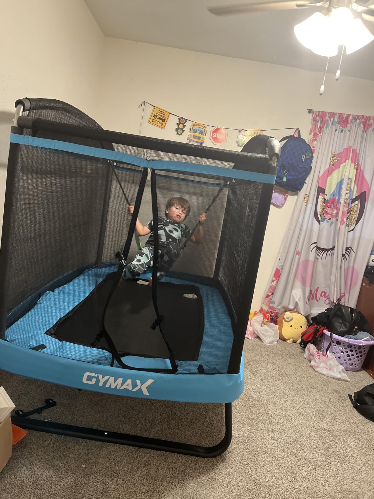 Giantex 6 FT Trampoline for Kids with Swing, Toddler Trampolines with Safety Enclosure Net, ASTM Approved, Rectangle Indoor & Outdoor Mini Kids Trampoline customer photo 1