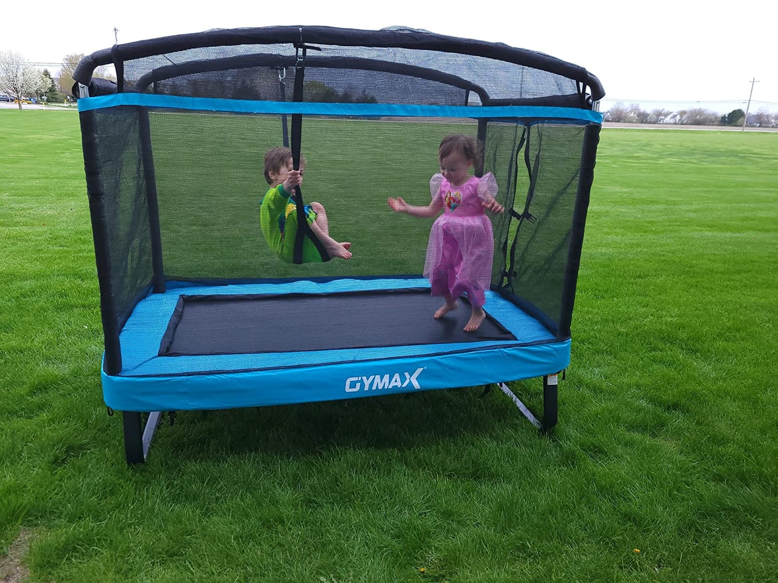 Giantex 6 FT Trampoline for Kids with Swing, Toddler Trampolines with Safety Enclosure Net, ASTM Approved, Rectangle Indoor & Outdoor Mini Kids Trampoline customer photo 2