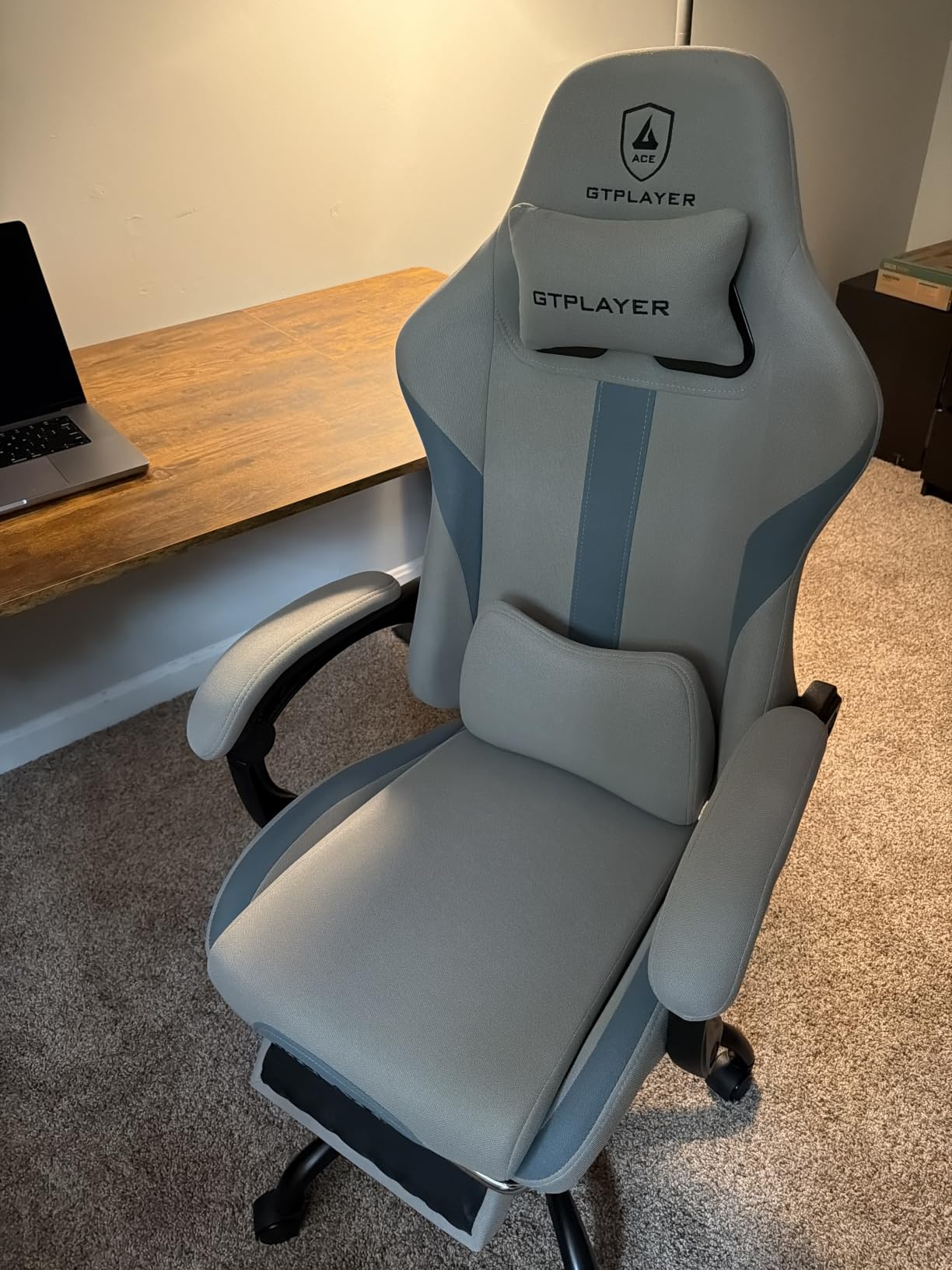 GTPLAYER Gaming Chair with Foot Rest & Pocket Spring Cushion, Ergonomic High Back Computer Desk Chair with Headrest & Lumbar Support for Back Pain Relief, Breathable Fabric, Black customer photo 2