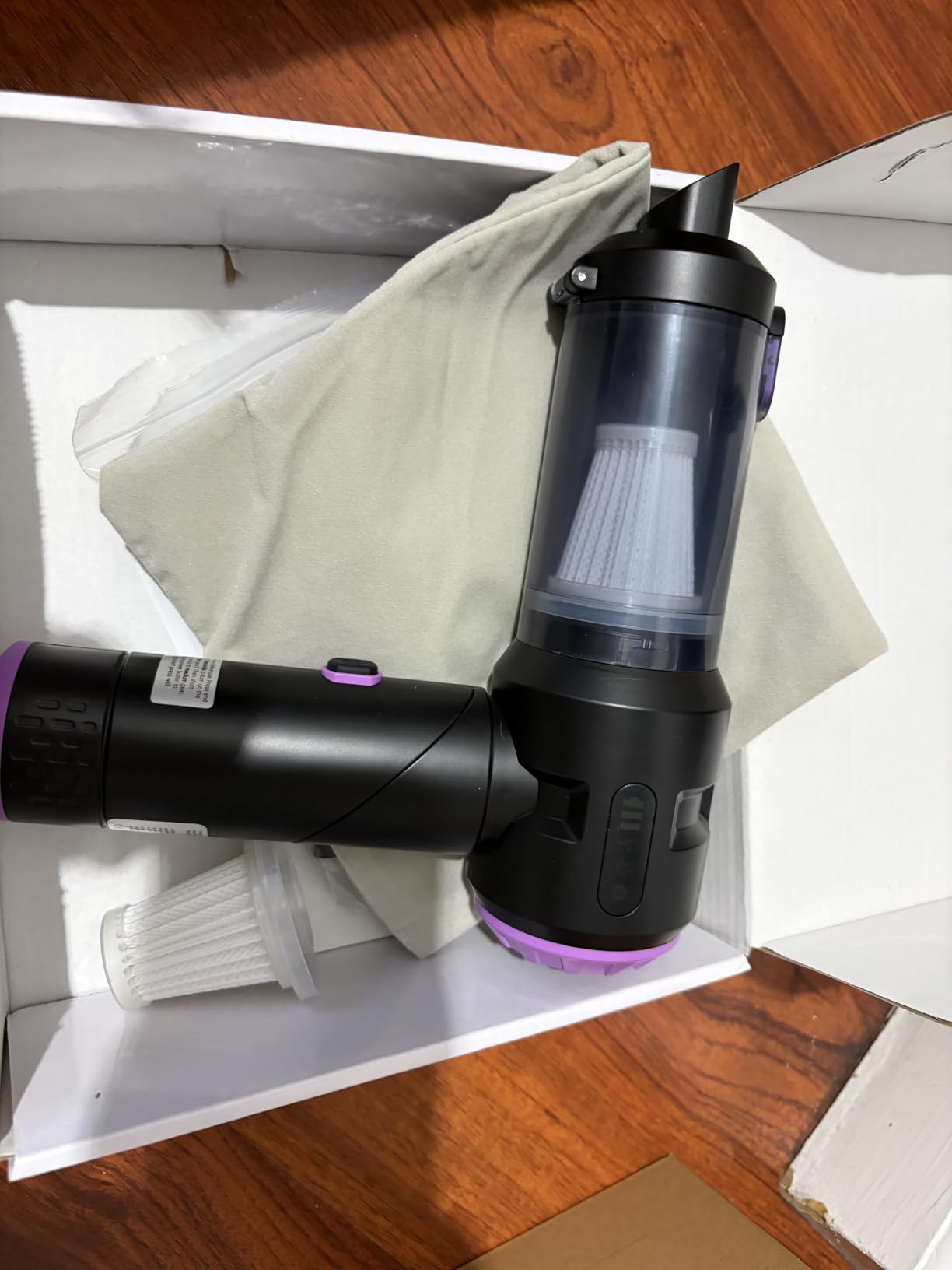 Wansimoo Handheld Car Vacuum Cleaner,25000PA Strong Cyclonic Suction Foldable Mini Vacuum Portable Cordless with Digital Display and One Touch Dust Removal for Car, Home, Office, Kitchen (Purple) customer photo 1