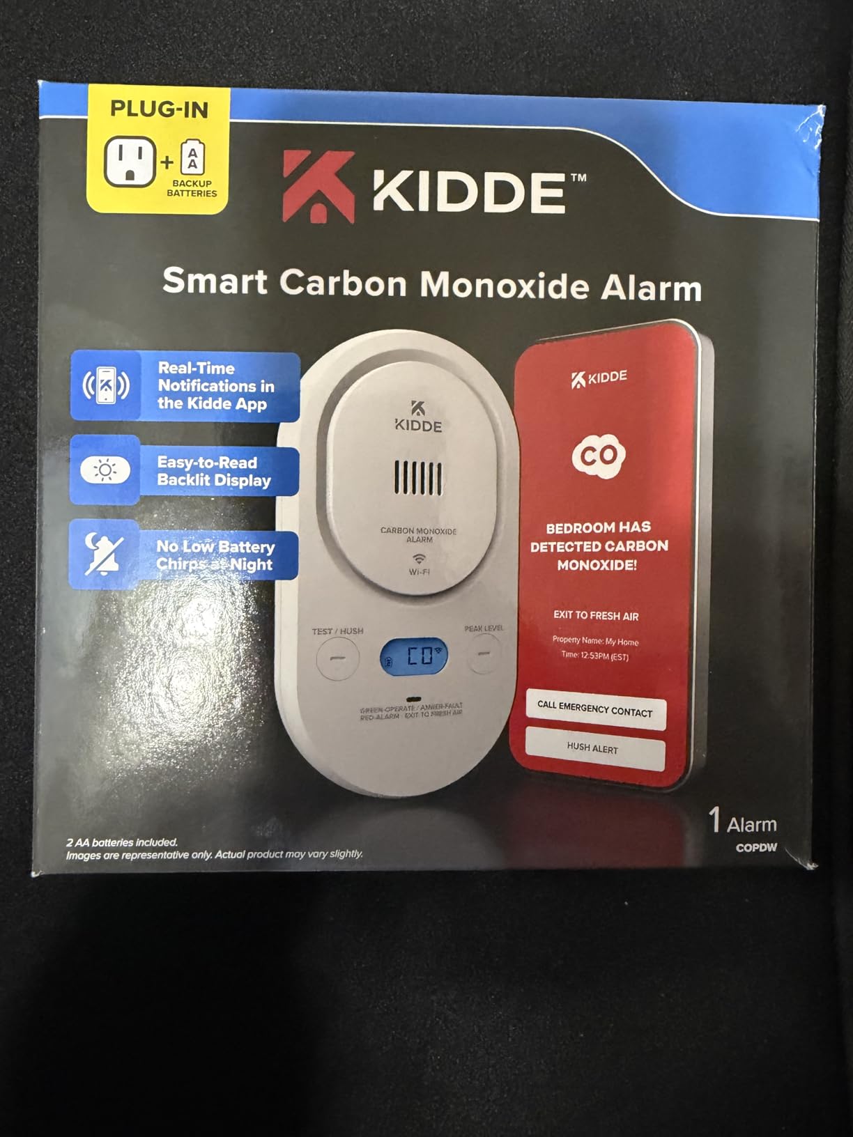 Kidde Smart Carbon Monoxide Detector, Plug-in & AA Battery Backup, COPDW | Smart Alarm with Real-Time Alerts, Digital Backlit Display, No Low Battery Chirps customer photo 2