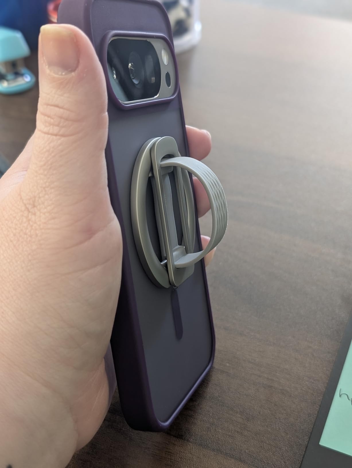 Magnetic Phone Grip for MagSafe - Ultra Soft Finger Silicone Loop | Zinc Alloy Vertical Stand Kickstand, Magnet Cell Phone Ring Holder customer photo 1