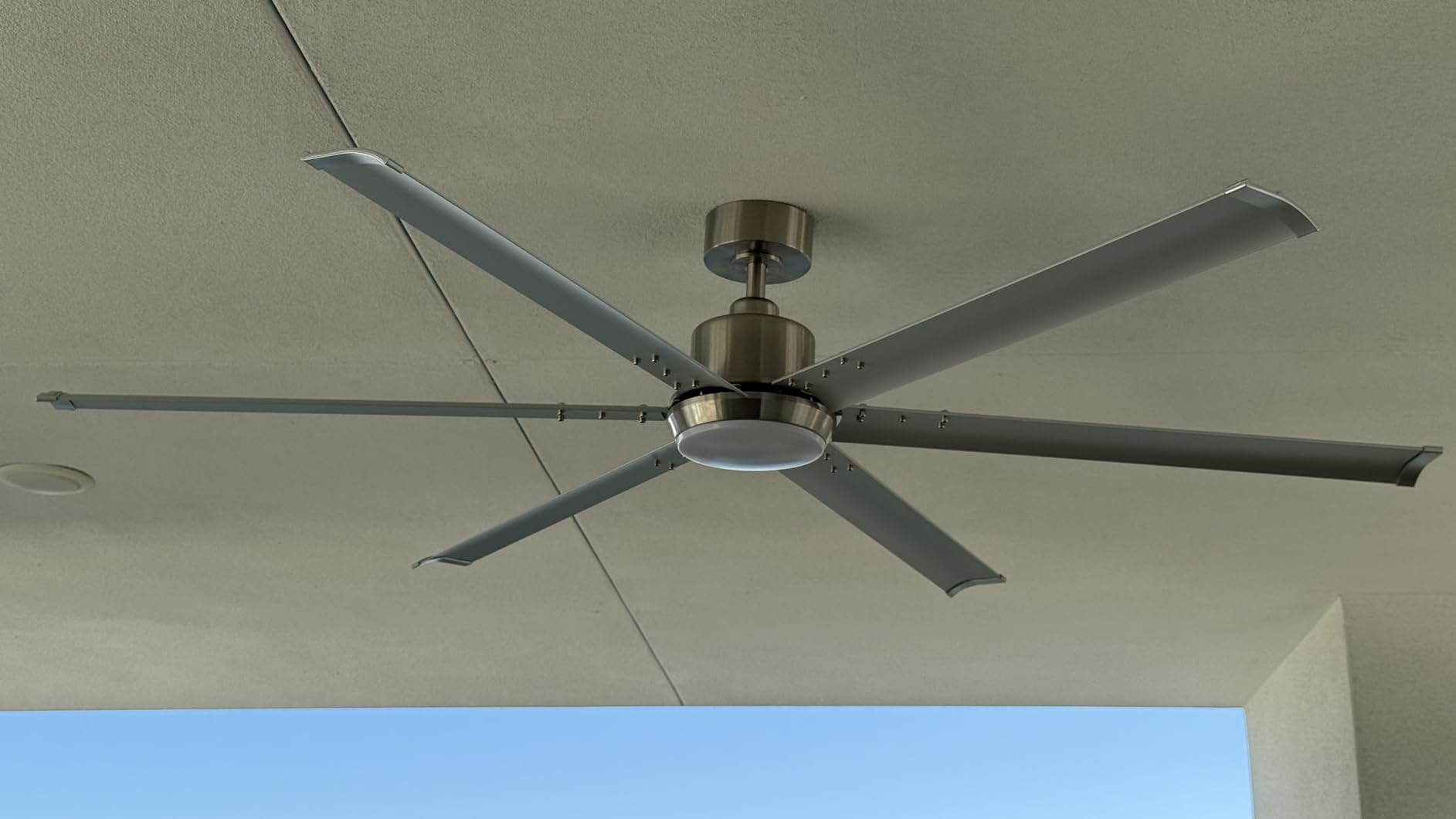 96 Inch Extra Large Ceiling Fan with Light, Aluminum Blades, Nickel | 10,464 CFM at 110 RPM, 6 aluminum blades, 6 speeds, 3 color temperatures, DC motor, oversized rooms/gym/covered patio customer photo 2