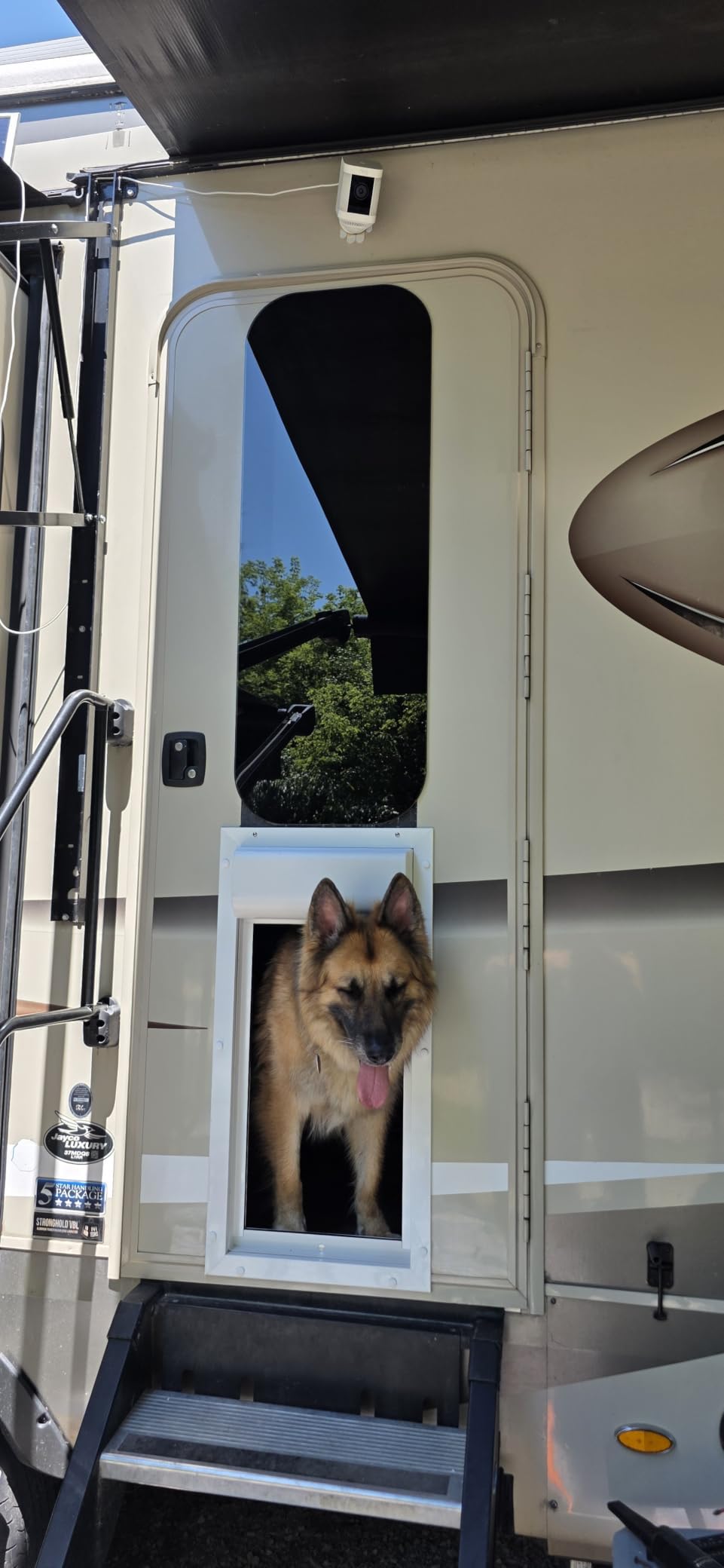 Power Pet Automatic ROLL UP Door by High Tech Pet Brand, Motorized Panel Rolls Up, Pet Collar Operated, Manual & WiFi App Control, Security Lockout Panel, 24/7 Exit & Entry Timers (Large, Door Mount) customer photo 1