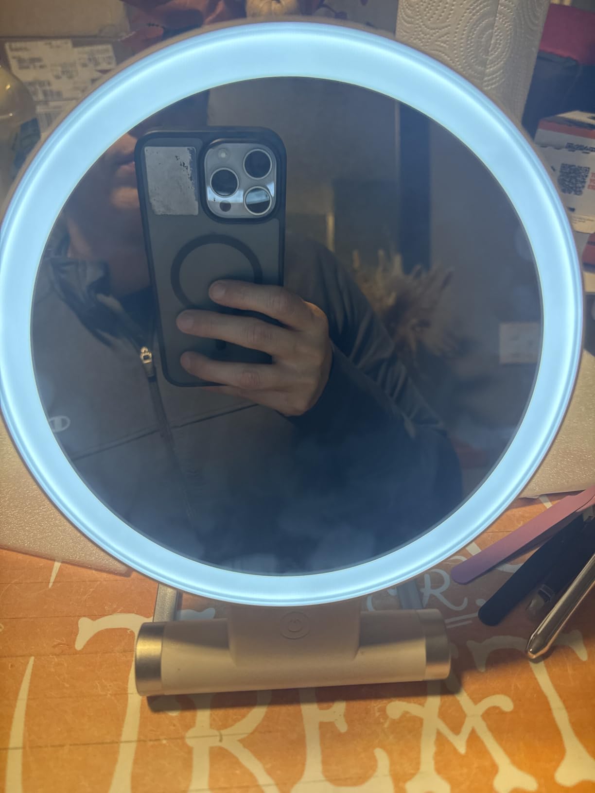 B Beauty Planet Magnifying Mirror with Light 30X, 2000mAh 1X/ 30X Magnifying Makeup Mirror with Standable Base & Tweezers, 3 Color Modes with Adjustable Brightness& Smart Display, Foldable for Travel customer photo 1