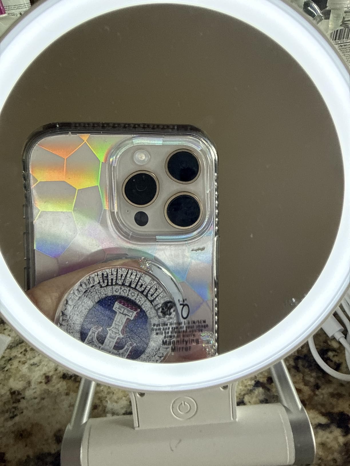 B Beauty Planet Magnifying Mirror with Light 30X, 2000mAh 1X/ 30X Magnifying Makeup Mirror with Standable Base & Tweezers, 3 Color Modes with Adjustable Brightness& Smart Display, Foldable for Travel customer photo 2