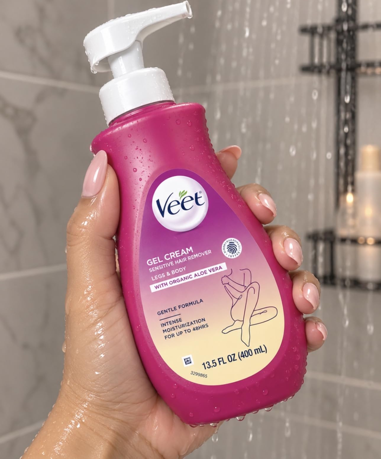 Veet Sensitive Skin Hair Removal Cream For Women, Painless Bikini Hair Removal Gel, Dermatologically Tested Depilatory Cream For Bikini Line, Legs, Arms, Underarms, 13.5 FL OZ Pump Bottle with Tool customer photo 2