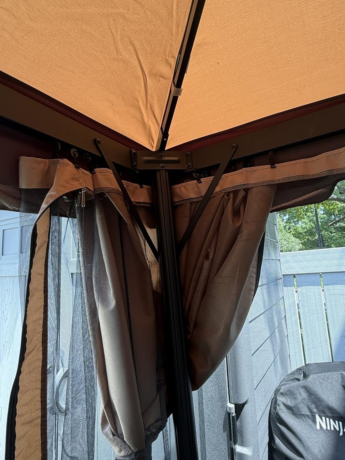 SUNCROWN 10' x 10' Outdoor Gazebo, Heavy Duty Iron Frame Patio Canopy with Vented Soft Top, Breathable Mosquito Netting & Privacy Curtains, Sun Protection for for Garden, Backyard, Poolside, Beige customer photo 2