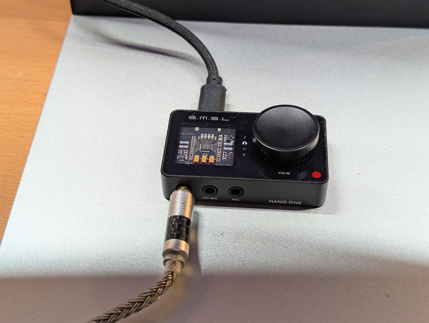 SMSL Nano ONE Pro External Sound Card, Hi-Fi DSP Chip, Virtual 7.1 Surround Sound, for Windows/Mac/Phone/Live Stream/Game, 3.5mm Headphone Output, Mic in, Plug and Play Driverless (Black) customer photo 1