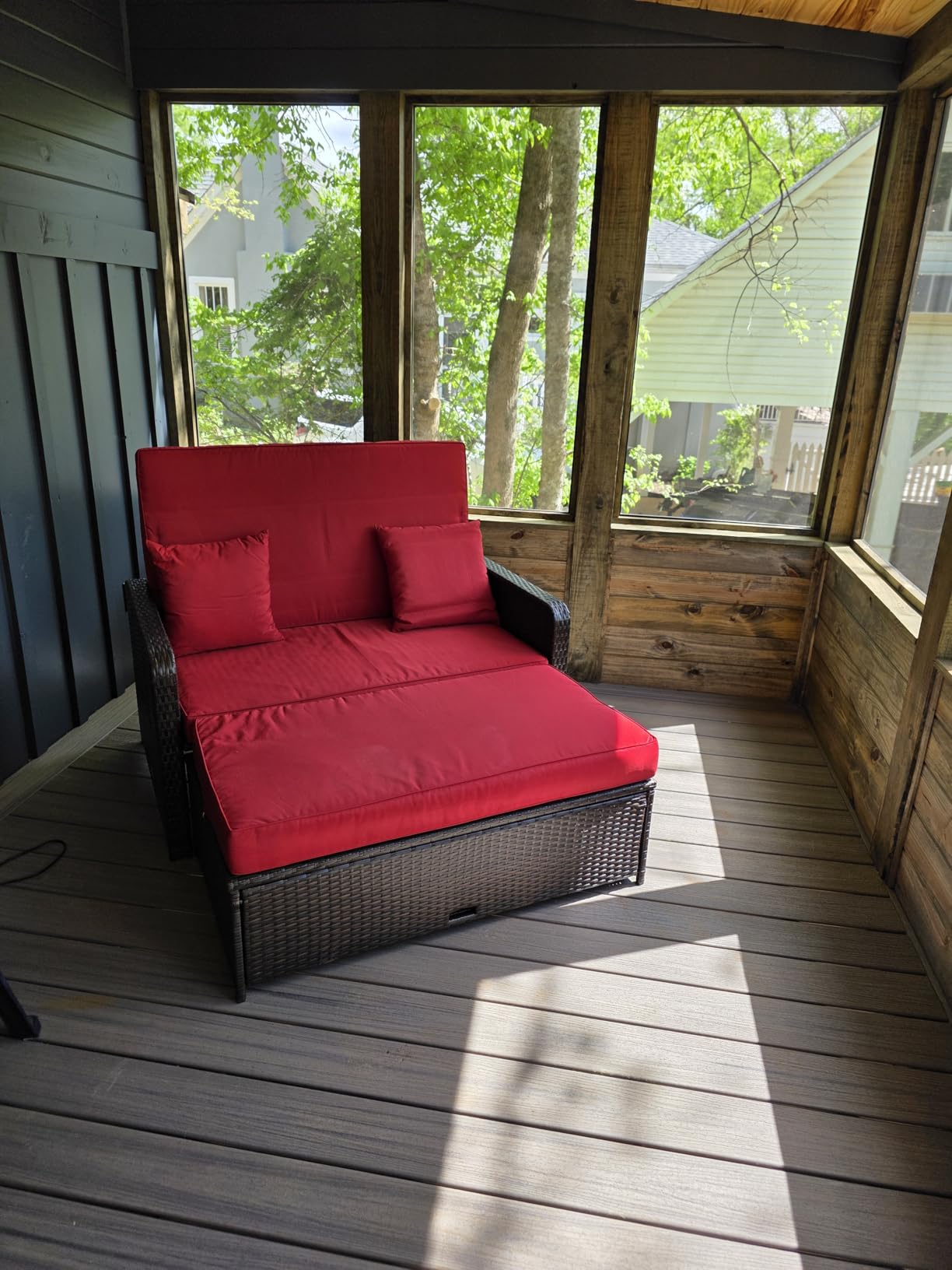 COSTWAY Patio Rattan Daybed with Cushions, Outdoor Wicker Loveseat Sofa customer photo 2