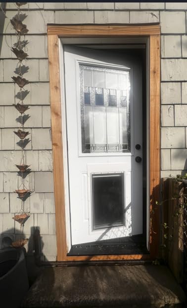 Automatic Dog Door for Door with Collar Sensor, Electronic Medium Dog Door with Anti-Pinch, Timing Function, Metal Frame&Panels, Mains-Powered- M customer photo 1