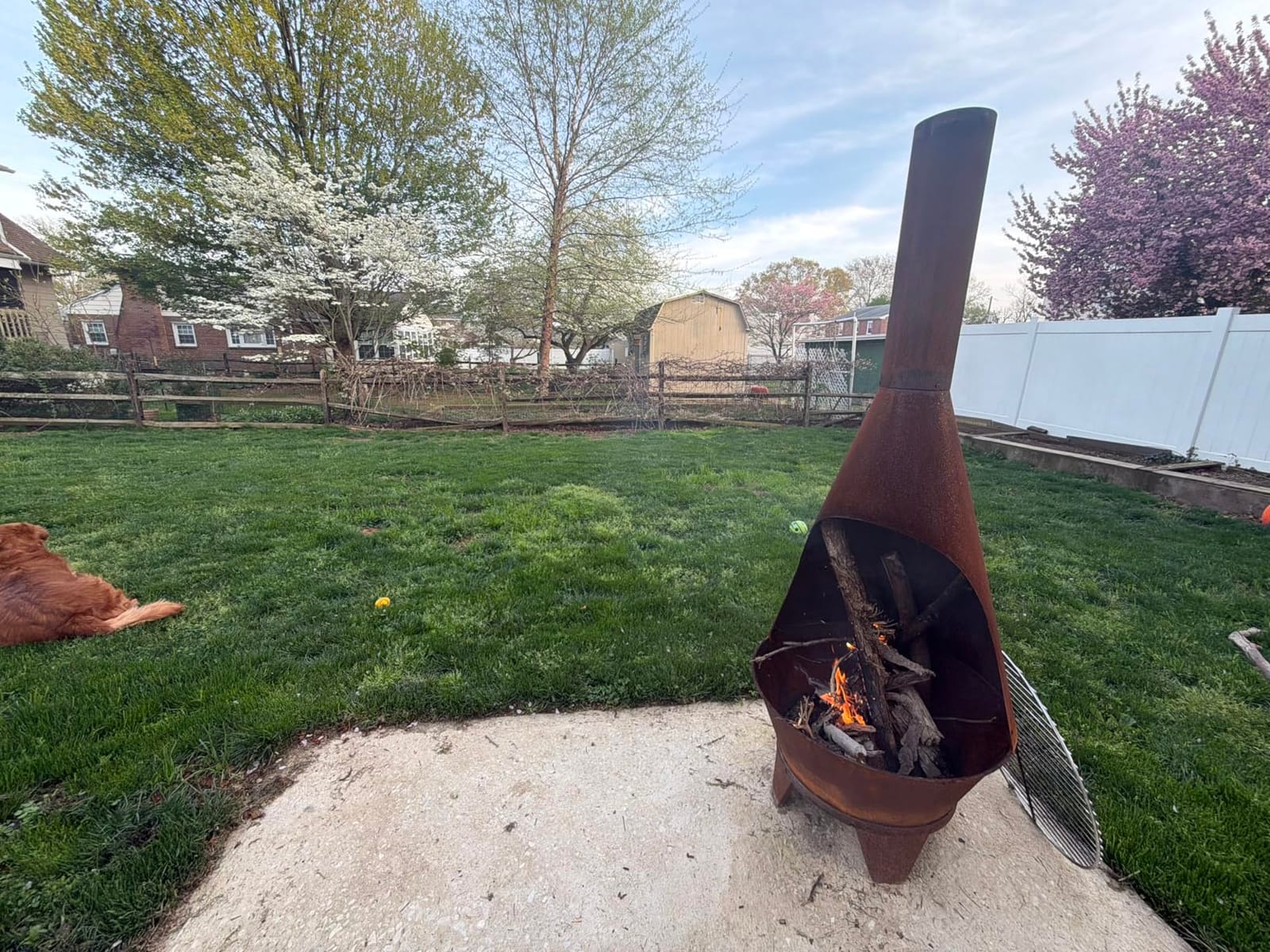 Sunnydaze Large Chiminea Outdoor Fireplace with Grill Grate, Rustic, 58