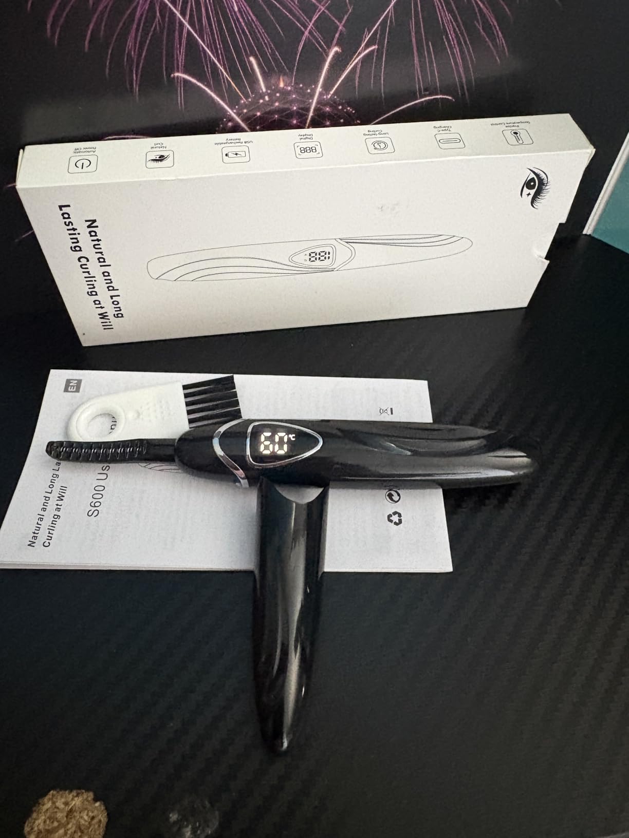 Heated Eyelash Curler, Heated Lash Curler, Accurate Temperature Control Electric Eyelash Curler Heated - Intelligent Power Off, Natural Makeup (Black/Silver, S600-148MM) customer photo 2