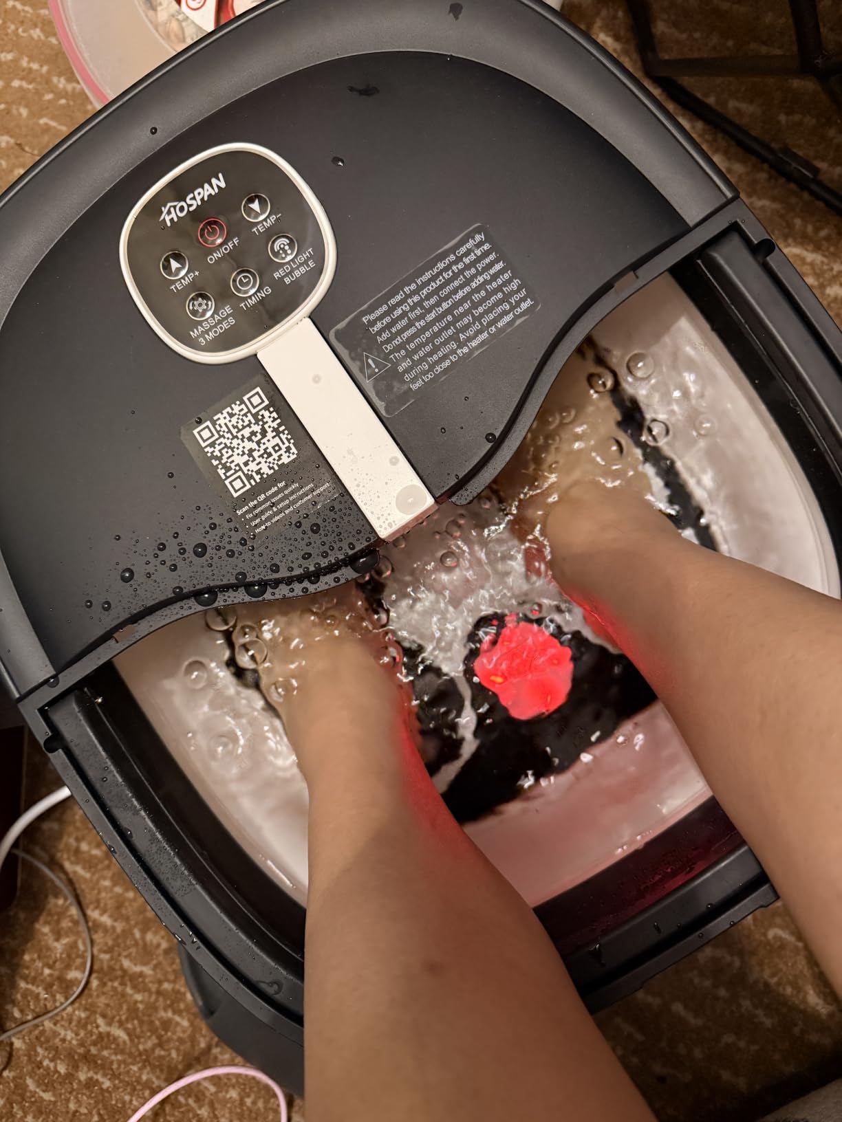 Collapsible Foot Spa Electric Rotary Massage with Heat, Bubble, Remote customer photo 1