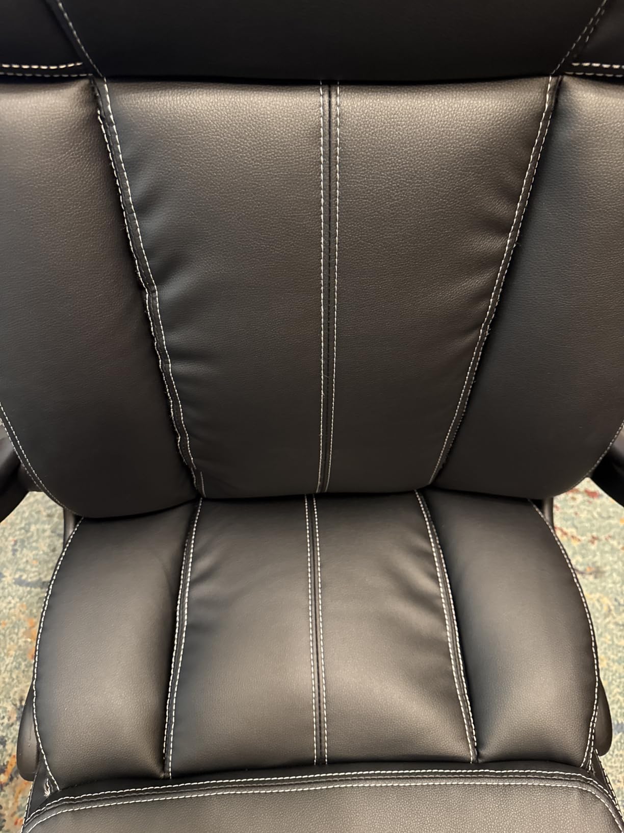 Office Chair, Ergonomic Executive Desk Chair with Lumbar Support for Lower Back Pain Relief, Padded Flip-Up Armrests, Leather Home Office Chair, Black customer photo 1